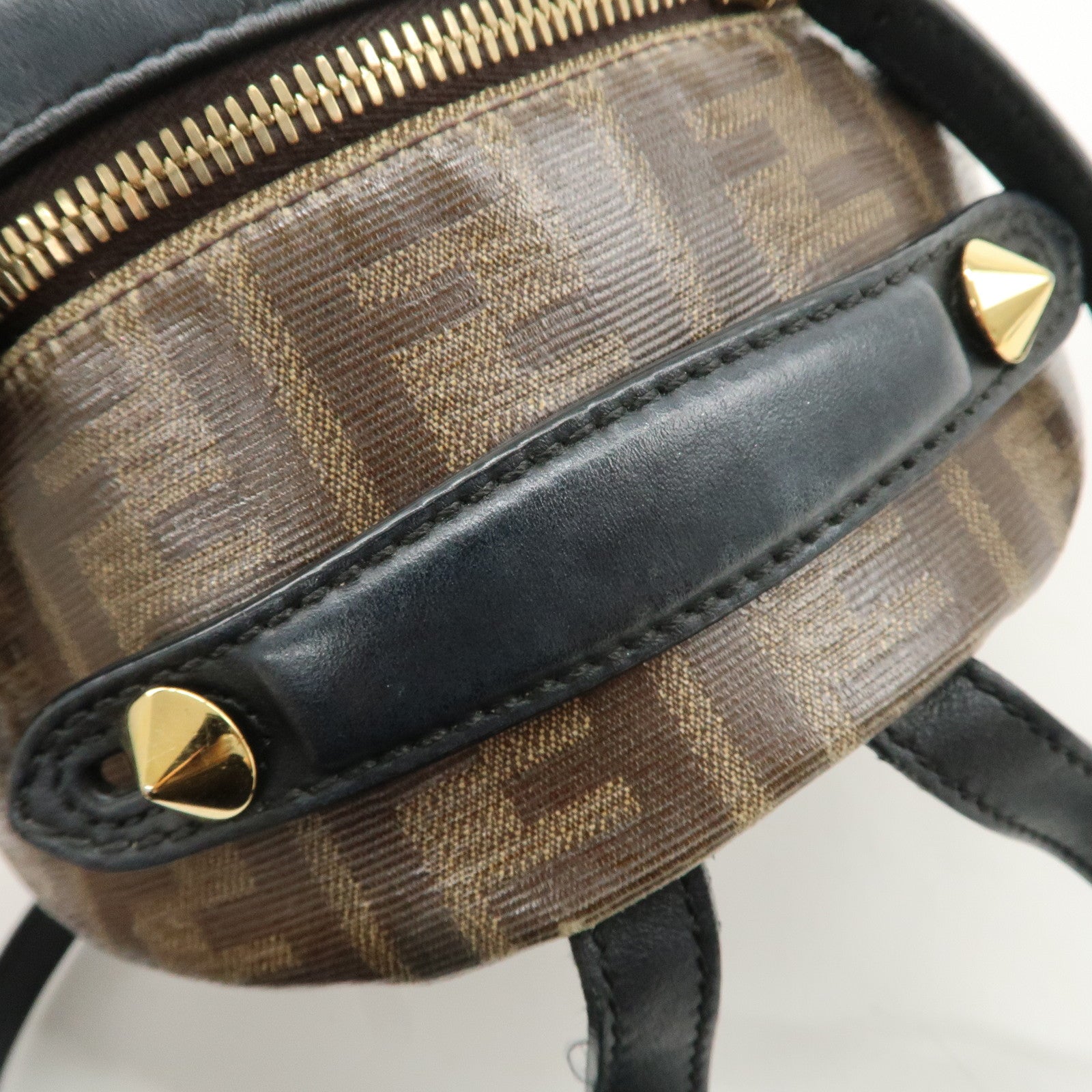 FENDI Zucca Print PVC Leather Chain Backpack Brown 8BZ038 Used