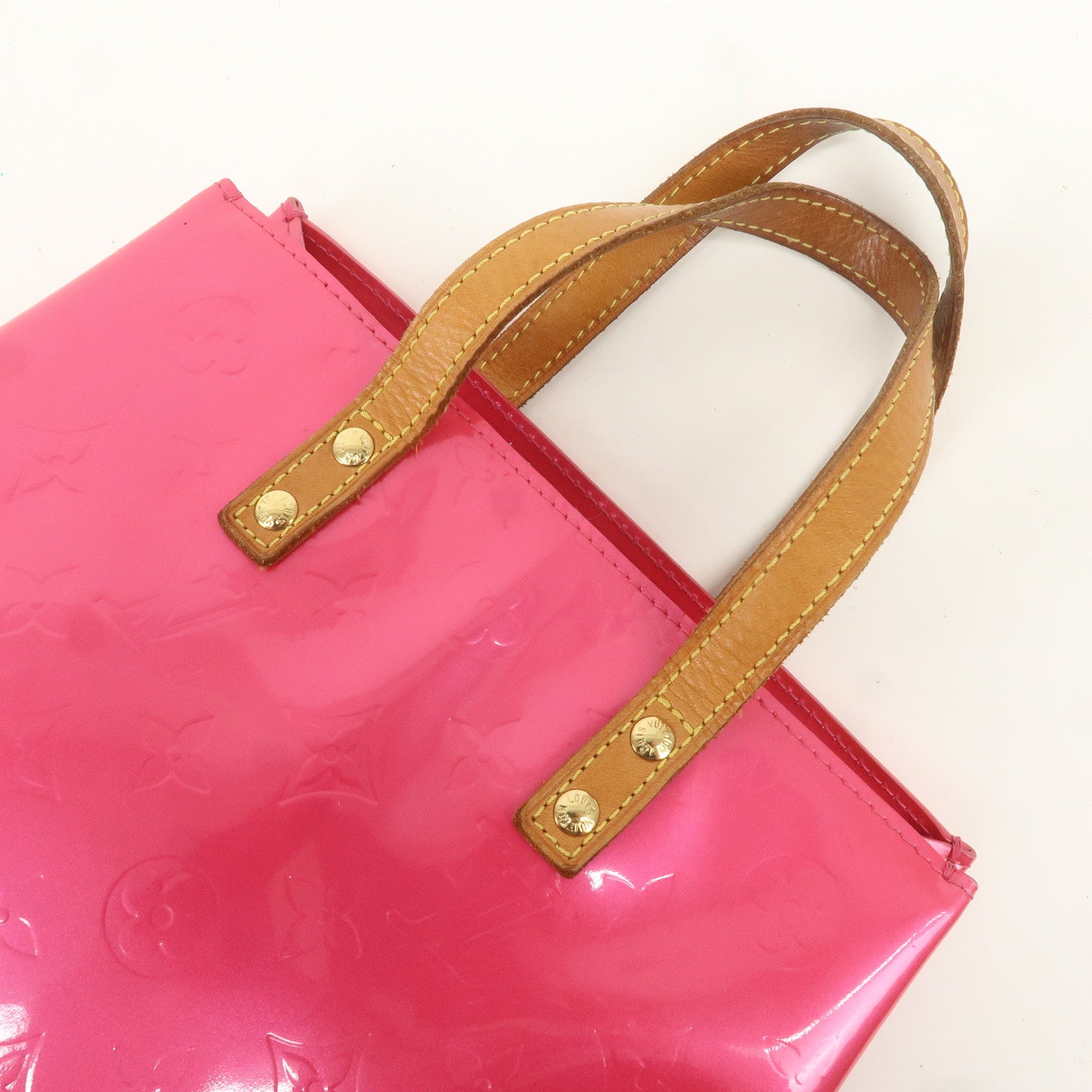 Louis Vuitton Monogram Vernis Lead PM Hand Bag Fuchsia Pink M91221