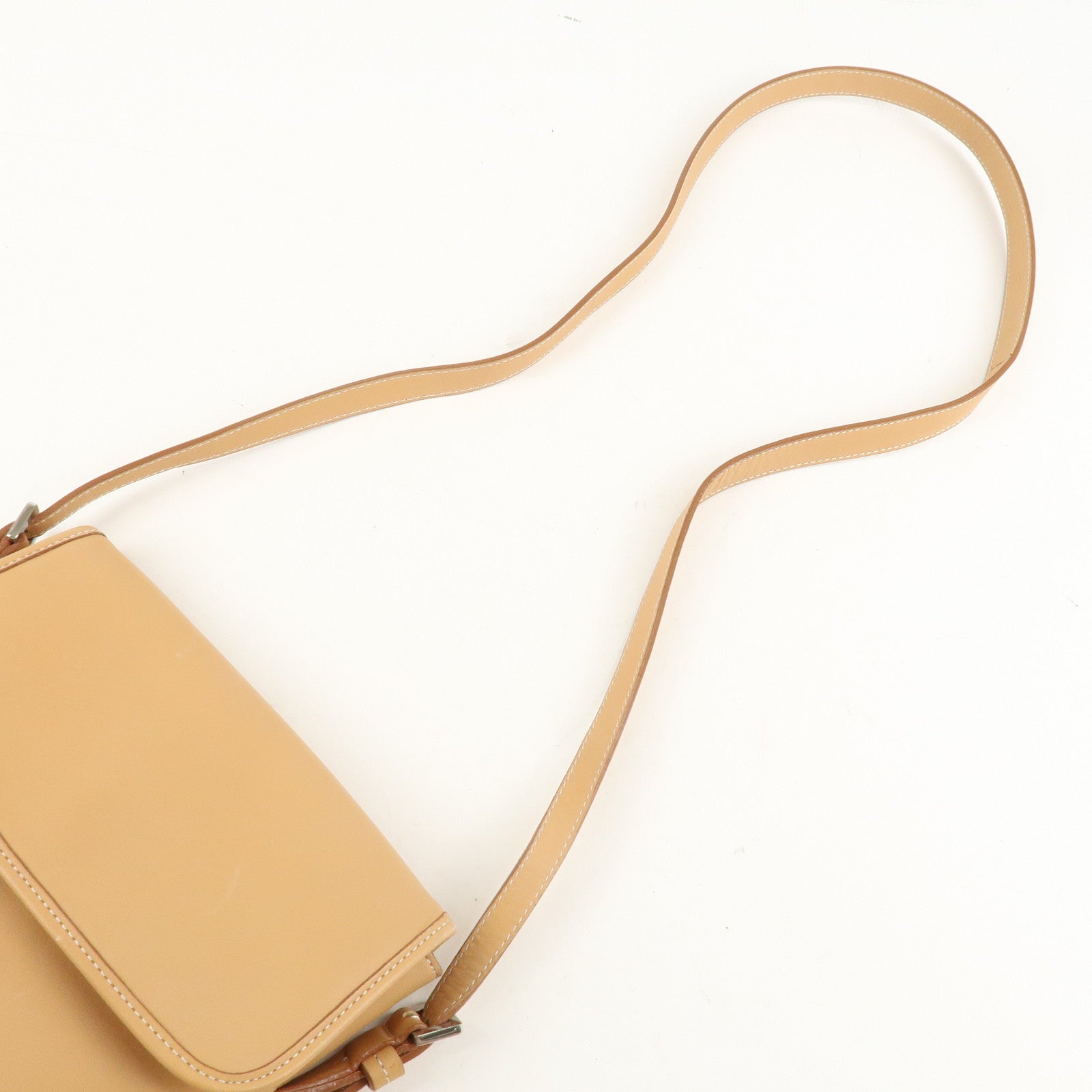 BURBERRY Leather Shoulder Bag Crossbody Bag Beige