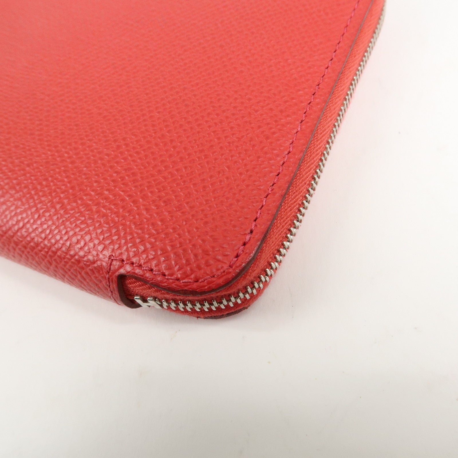 HERMES Leather Veau Epsom Azap Long Silkin Wallet Red Used