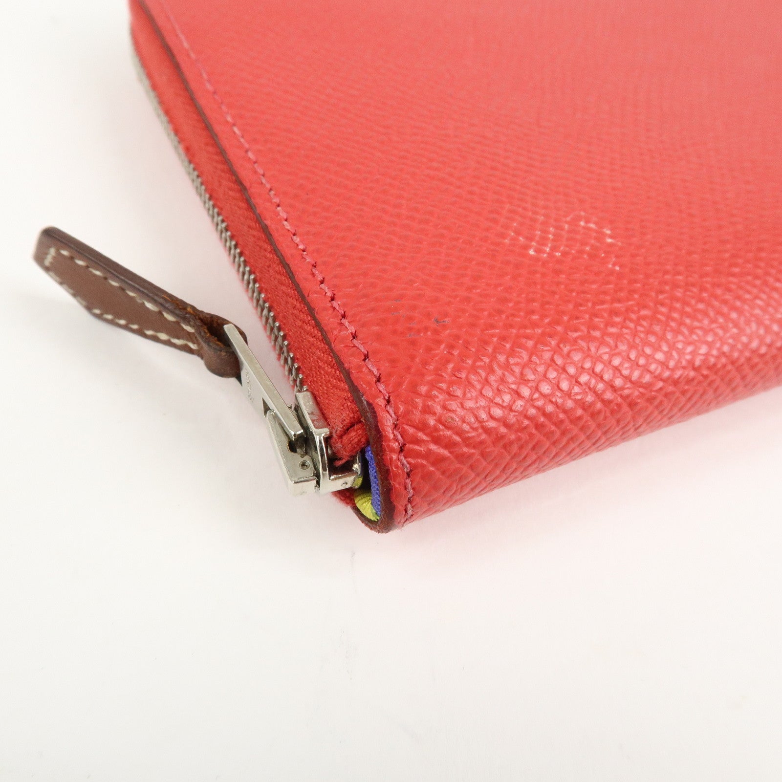 HERMES Leather Veau Epsom Azap Long Silkin Wallet Red Used