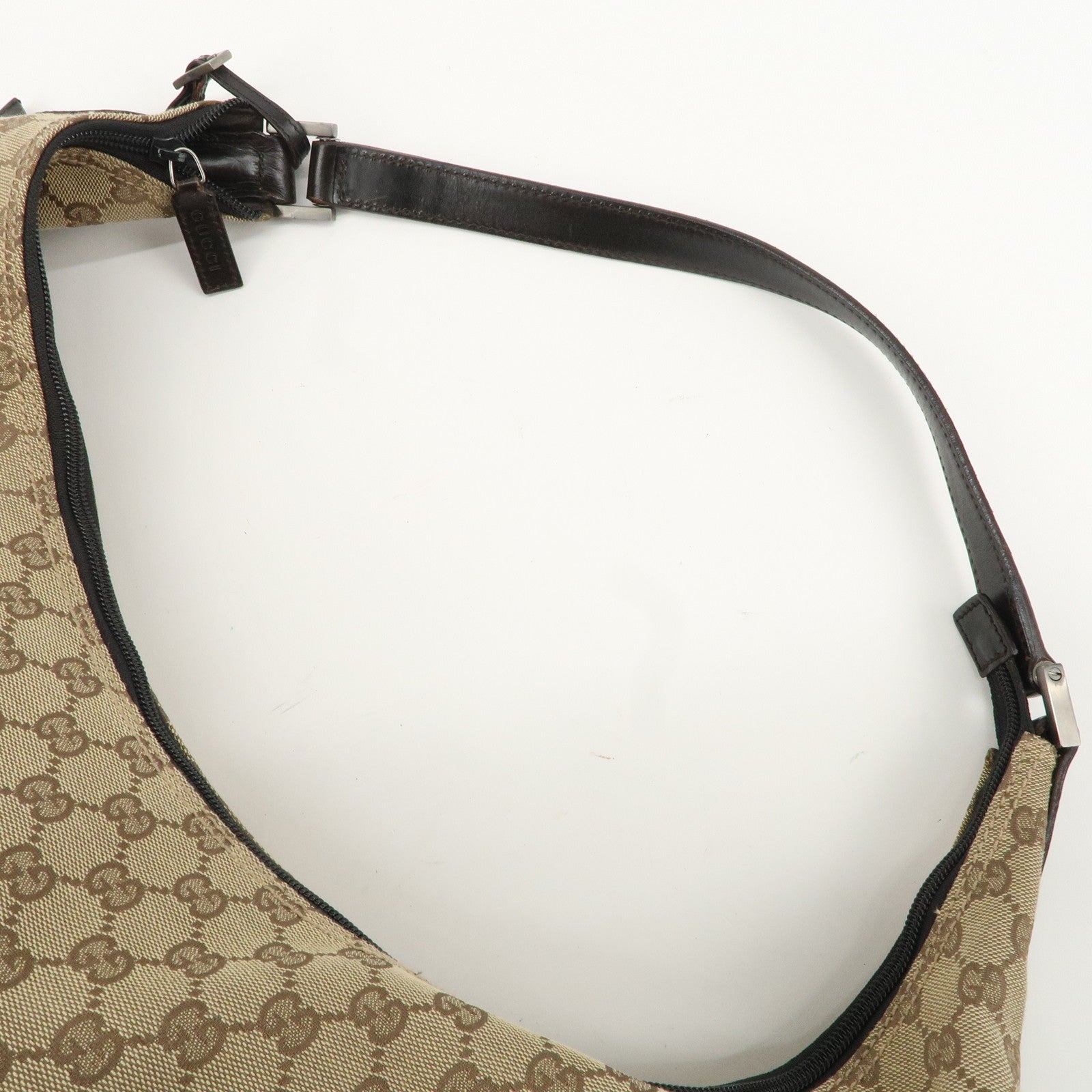 GUCCI GG Canvas Leather Shoulder Bag Beige Brown 012.0384.08 Used