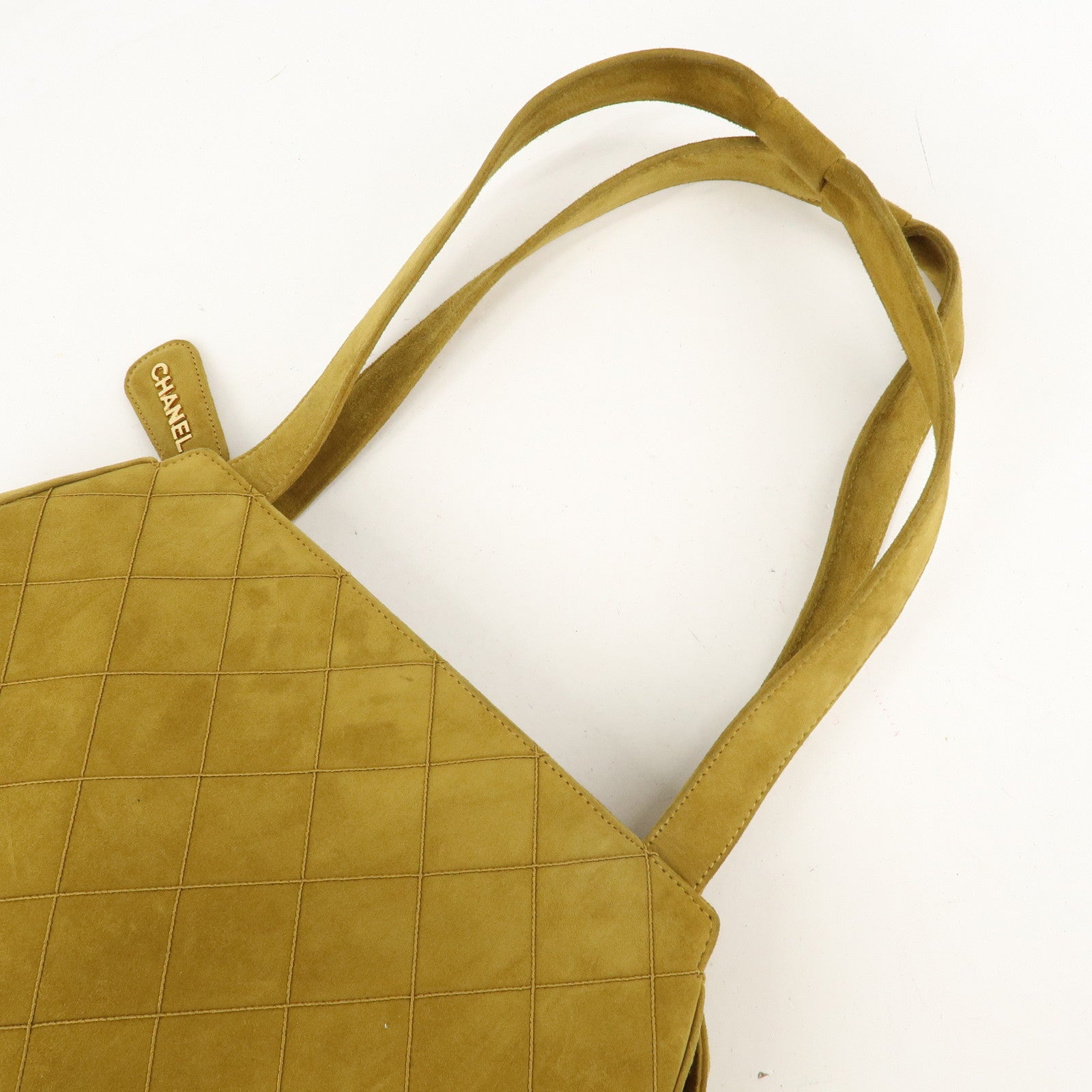 CHANEL Suede Shoulder Bag Hand Bag Mustard Gold Hardware