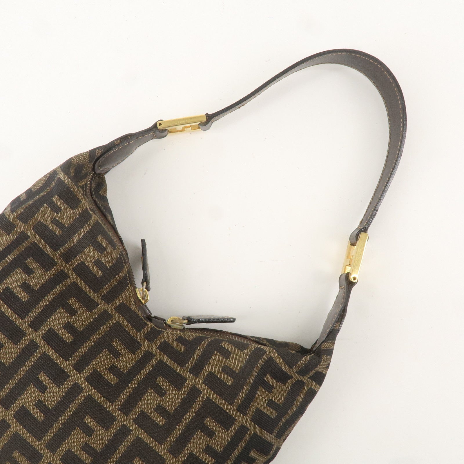 FENDI Zucca Canvas Leather Semi-Shoulder Bag 83156960981