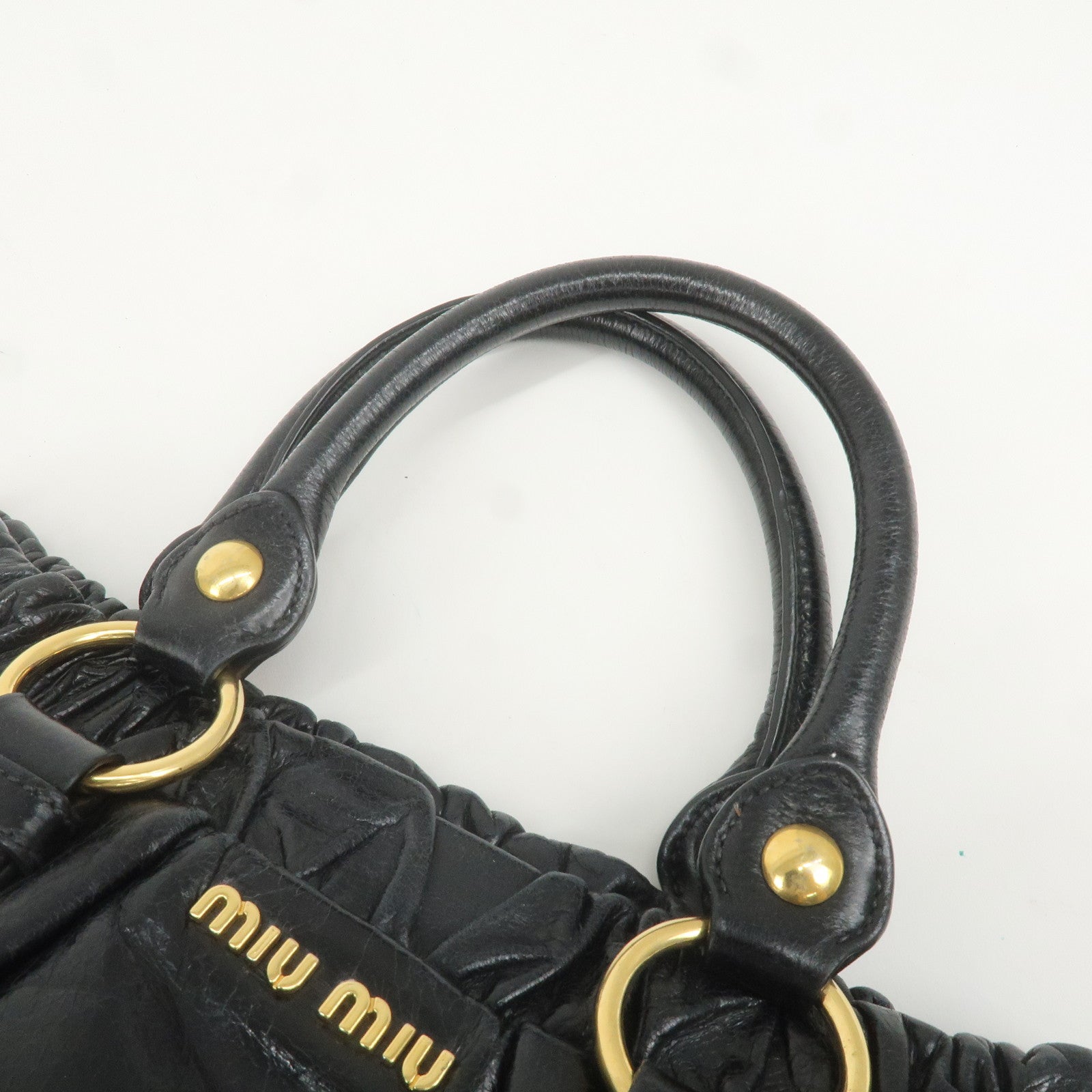 MIU MIU Leather 2WAY Bag Hand Bag Black