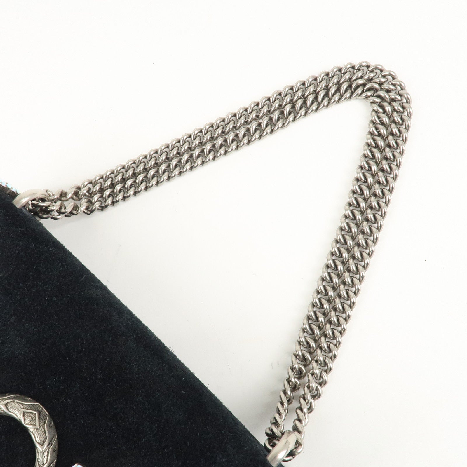 GUCCI Dionysus Leather Suede Crystal Bijou Chain Shoulder Bag