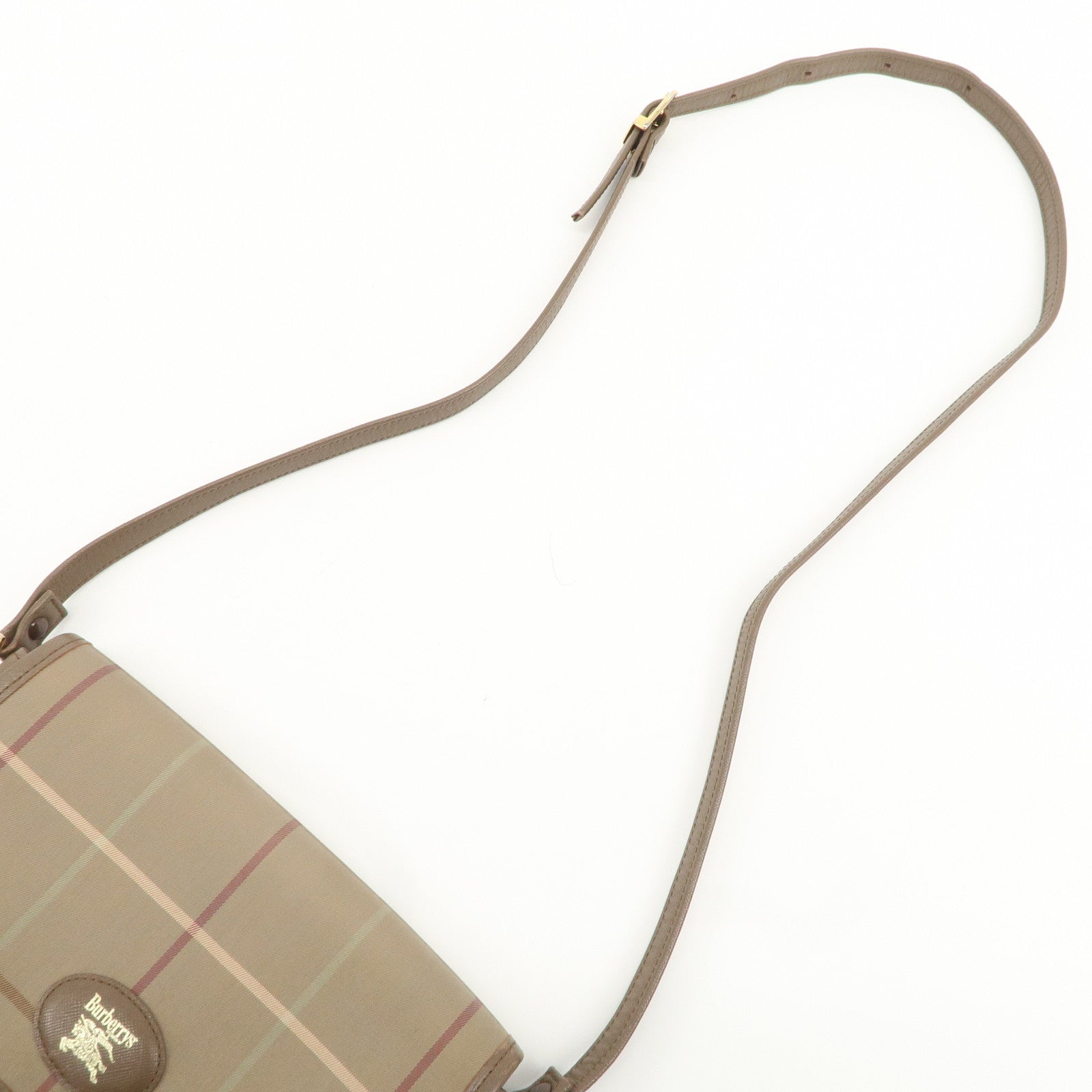 BURBERRY Nova Plaid Set of 2 Canvas Leather Shoulder Bag Pouch