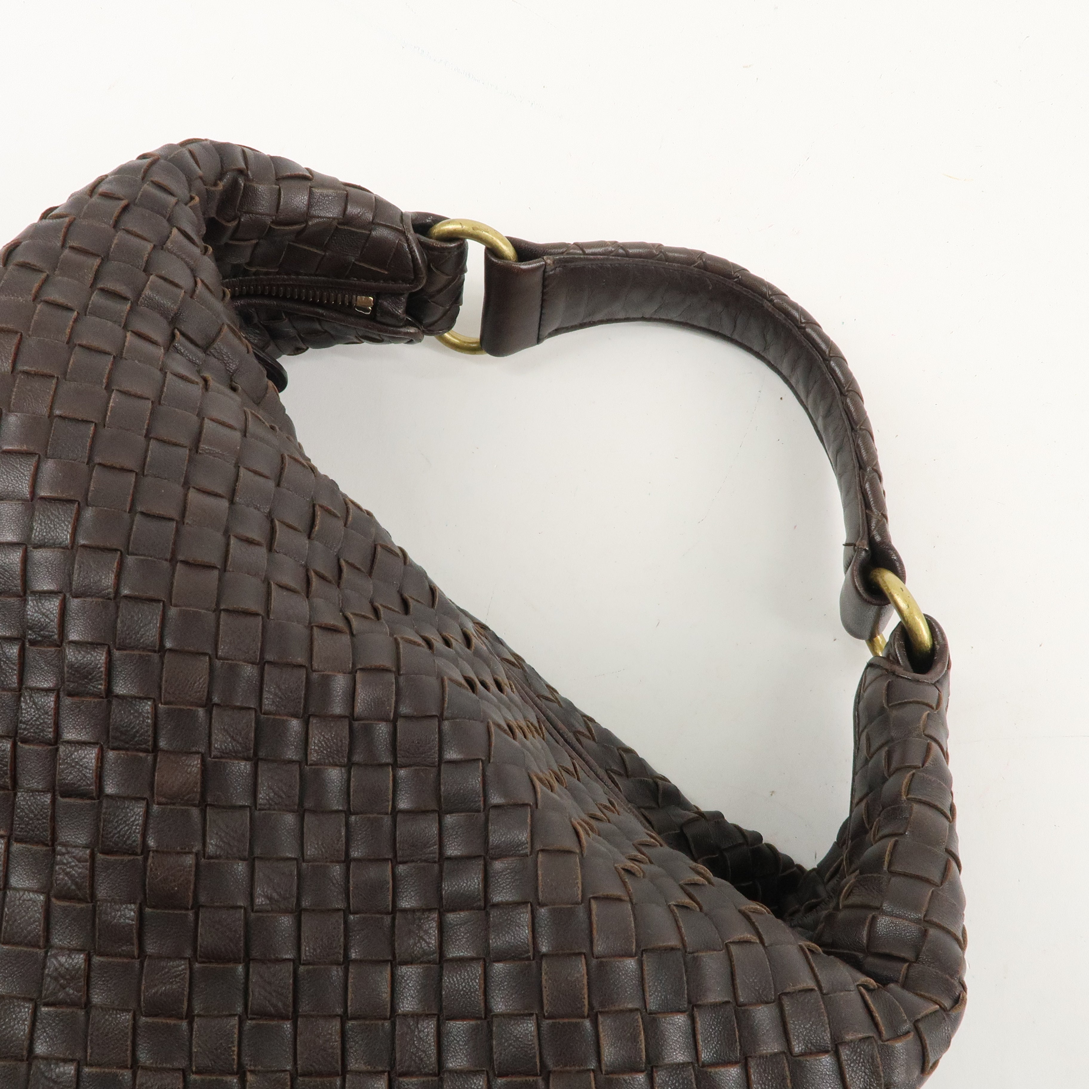 BOTTEGA VENETA Intrecciato Leather Shoulder Bag Brown 181347