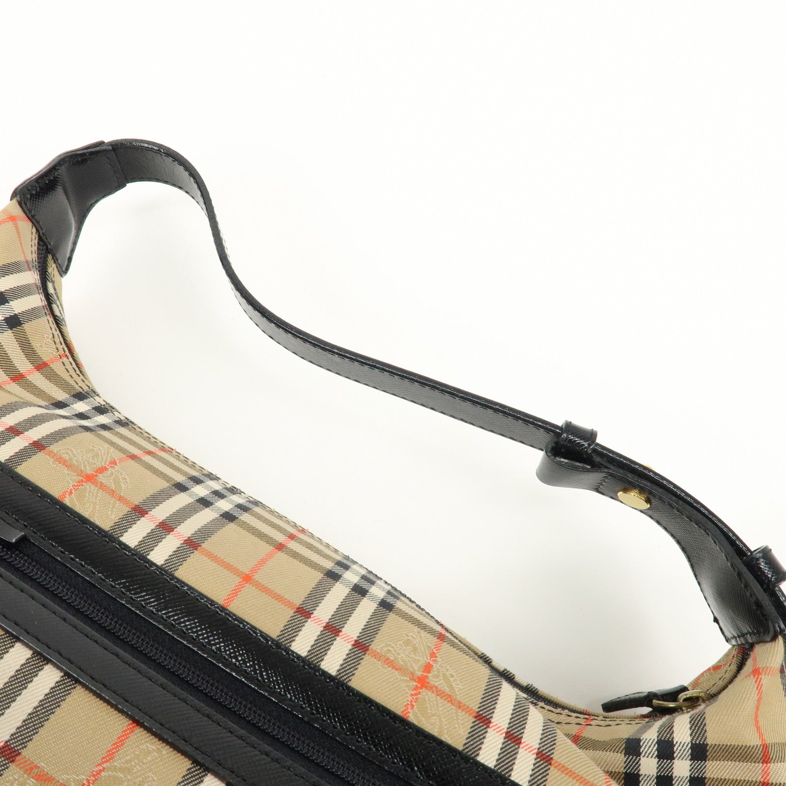 BURBERRY Burberrys Nova Plaid Canvas Leather Shoulder Bag