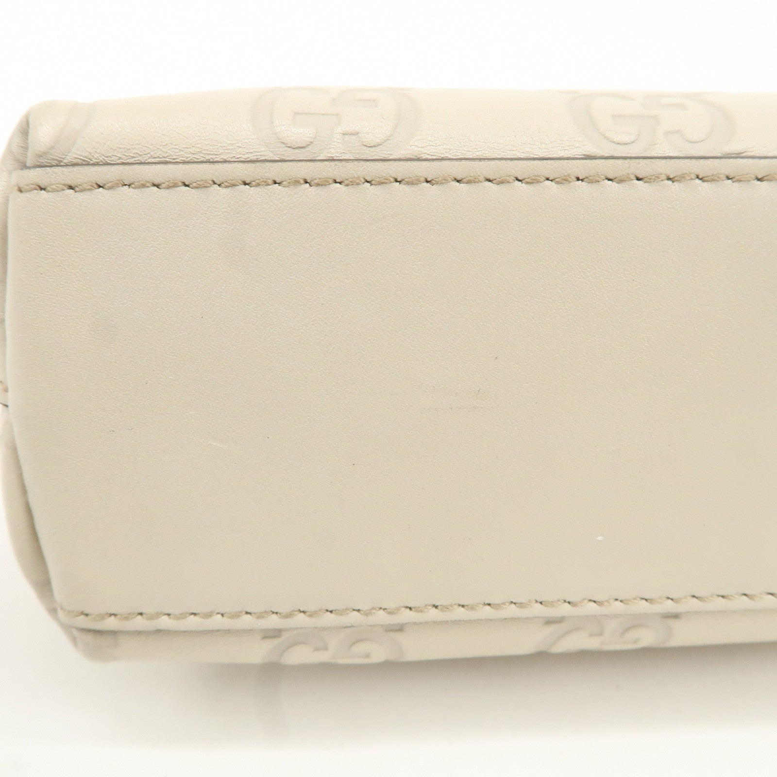 GUCCI Guccissima Leather Pouch Cosmetic POuch Ivory 141810 Used