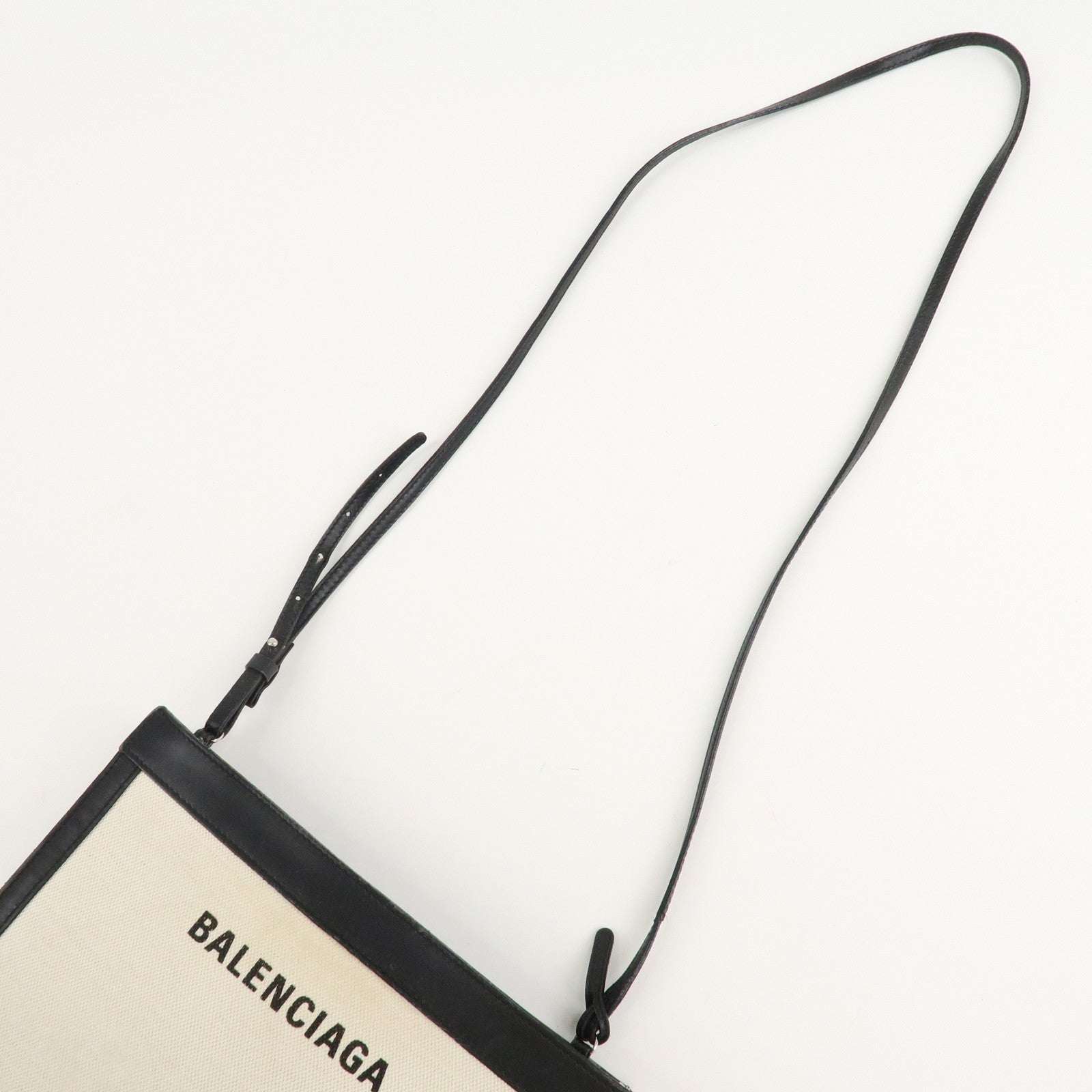 BALENCIAGA Pochette Canvas Leather Shoulder Bag white 339937