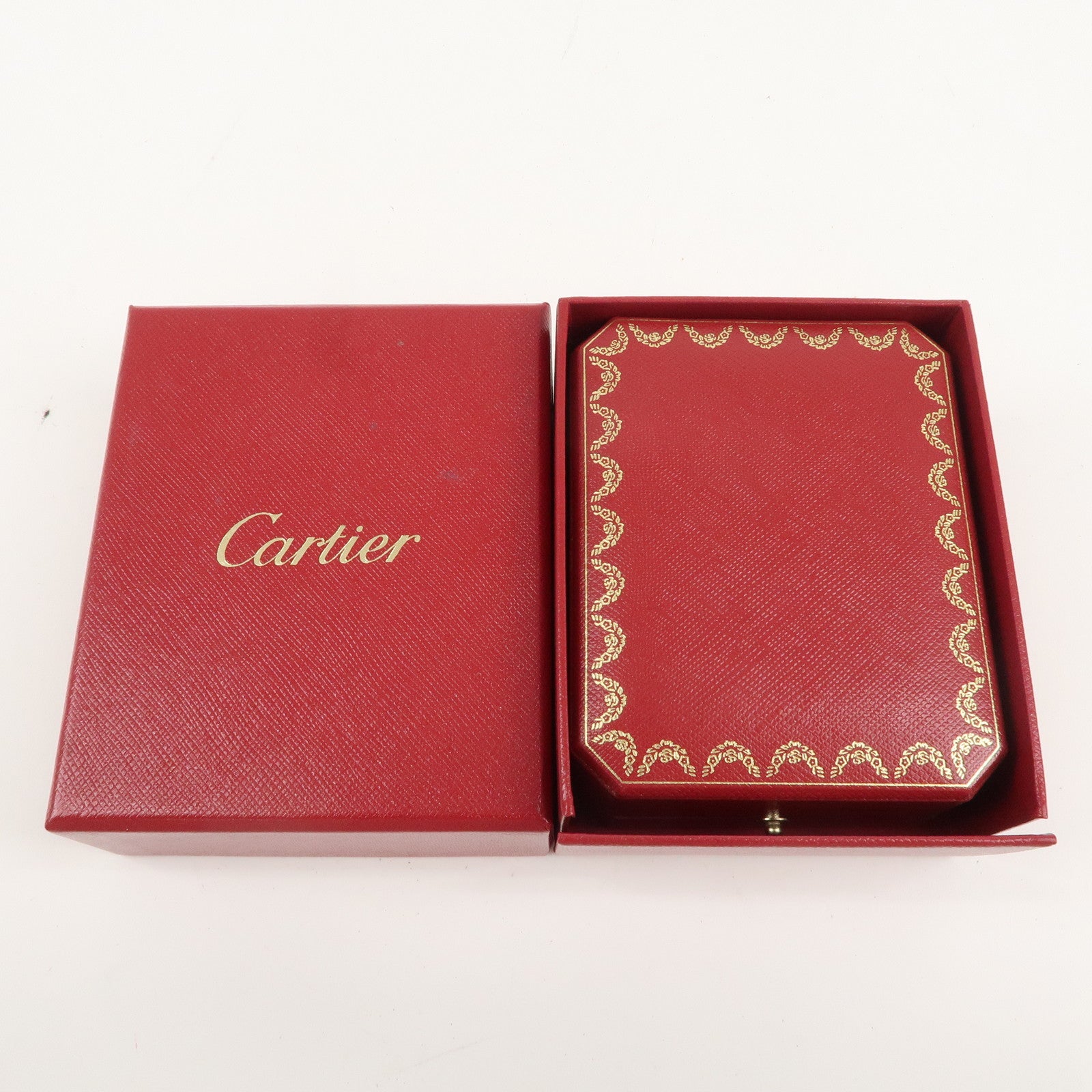 Cartier Set of 2 Pair Ring Box Display Box Jewelry Box Red