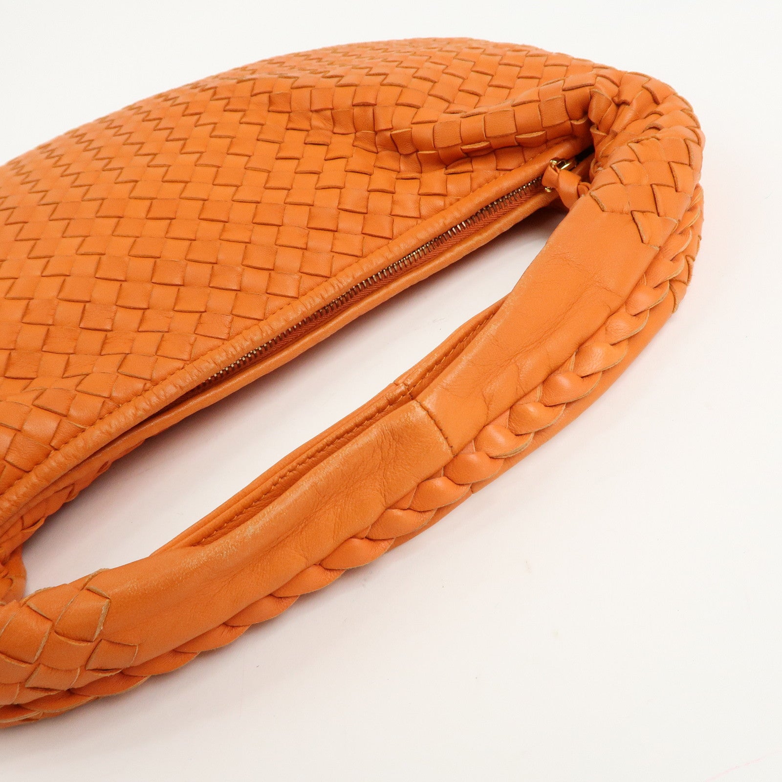 BOTTEGA VENETA Hobo Intrecciato Leather Shoulder Bag Orange 115653