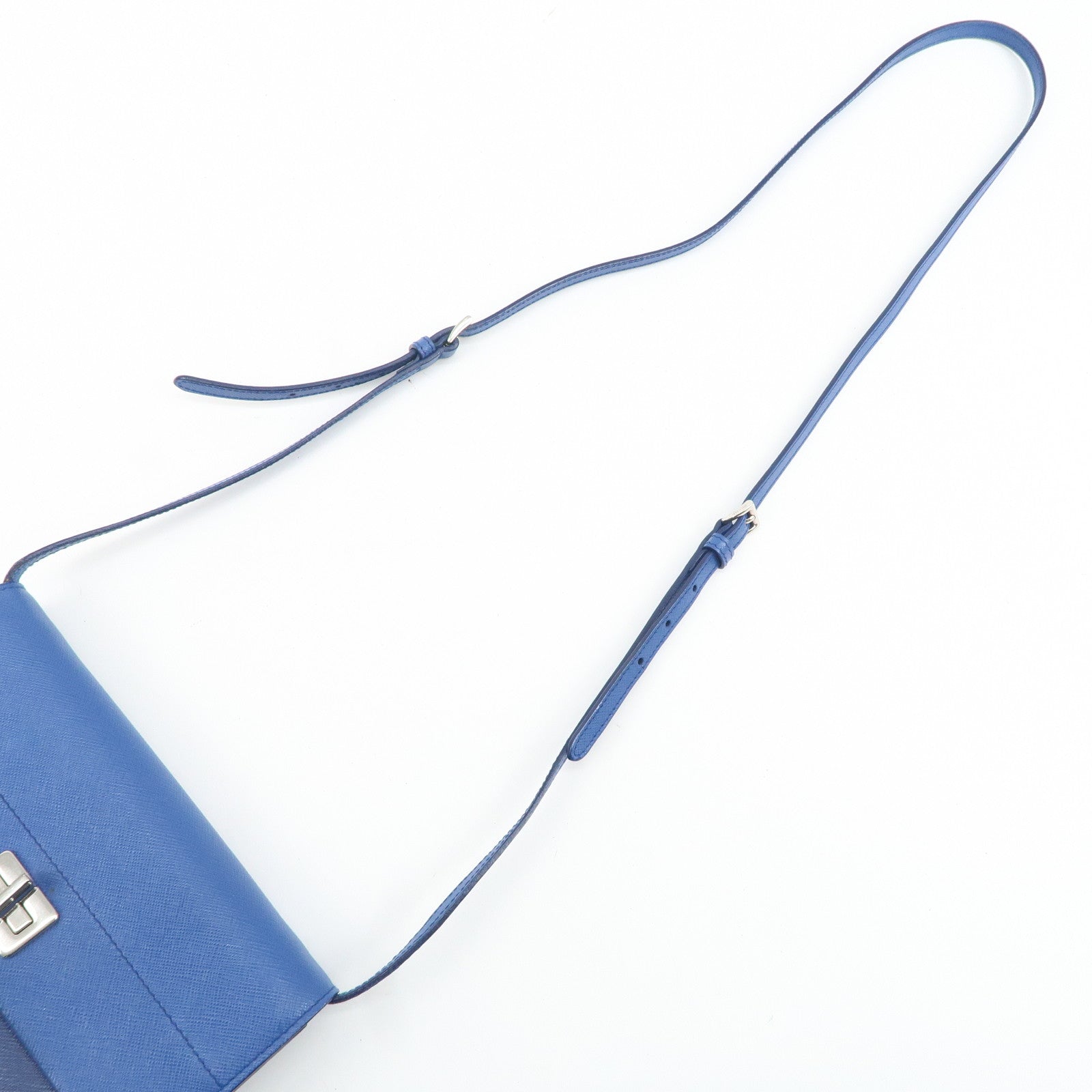 PRADA Leather Shoulder Bag Blue Navy