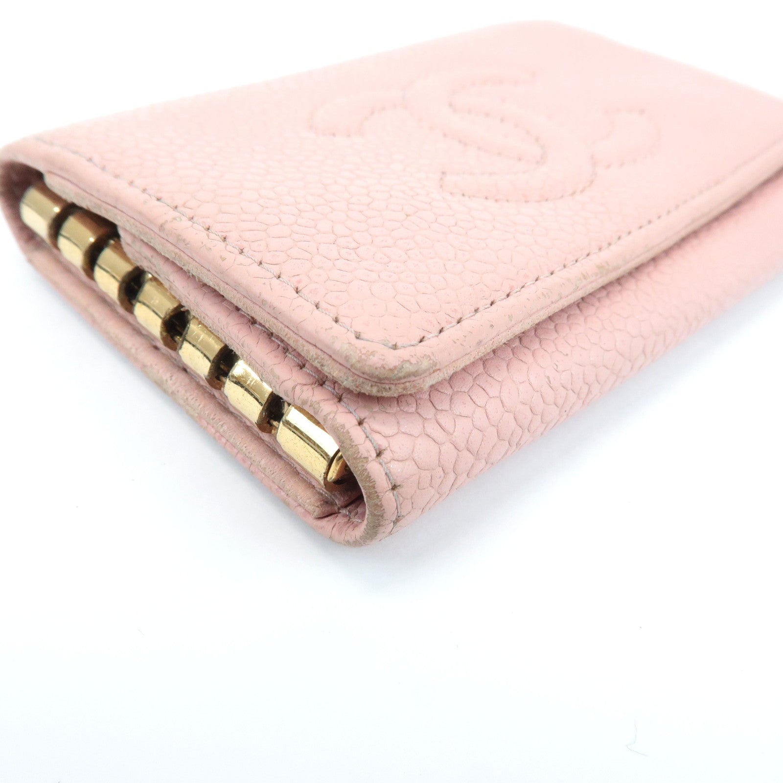 CHANEL Caviar Skin COCO Mark Key Case Pink A13502