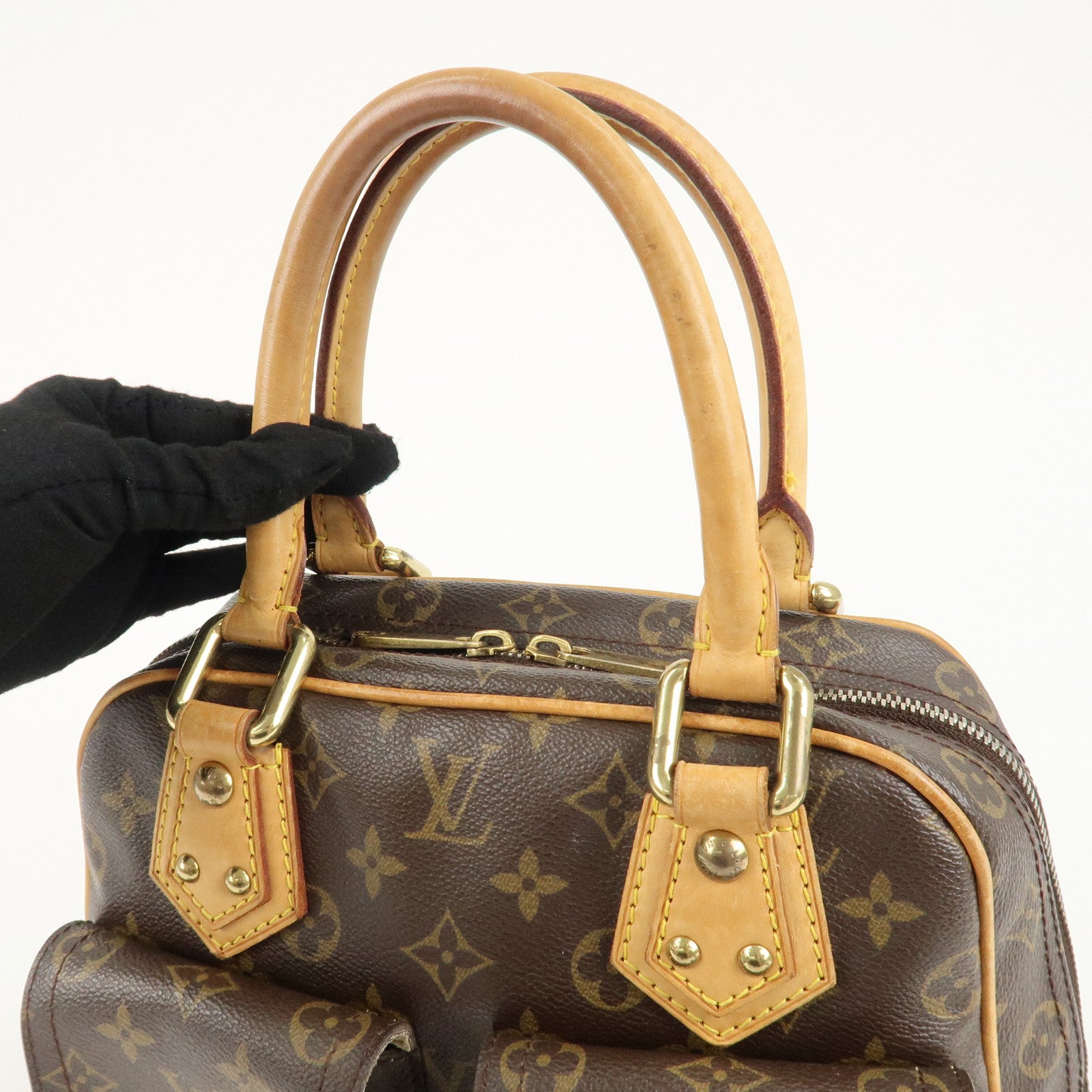 Louis Vuitton Monogram Manhattan PM Hand Bag Brown M40026 Used