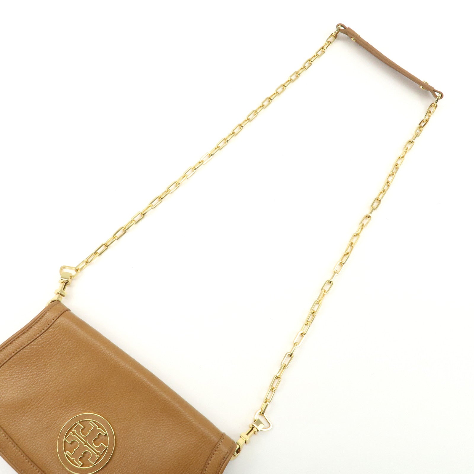 Tory Burch Leather Chain Shoulder Bag Hand Bag Light Brown