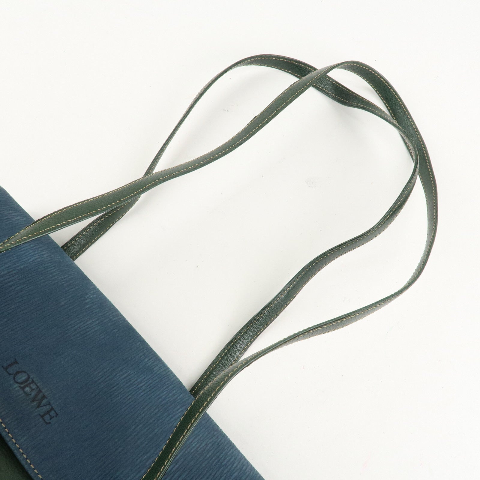 LOEWE Velazquez Suede Leather Shoulder Bag Green Blue