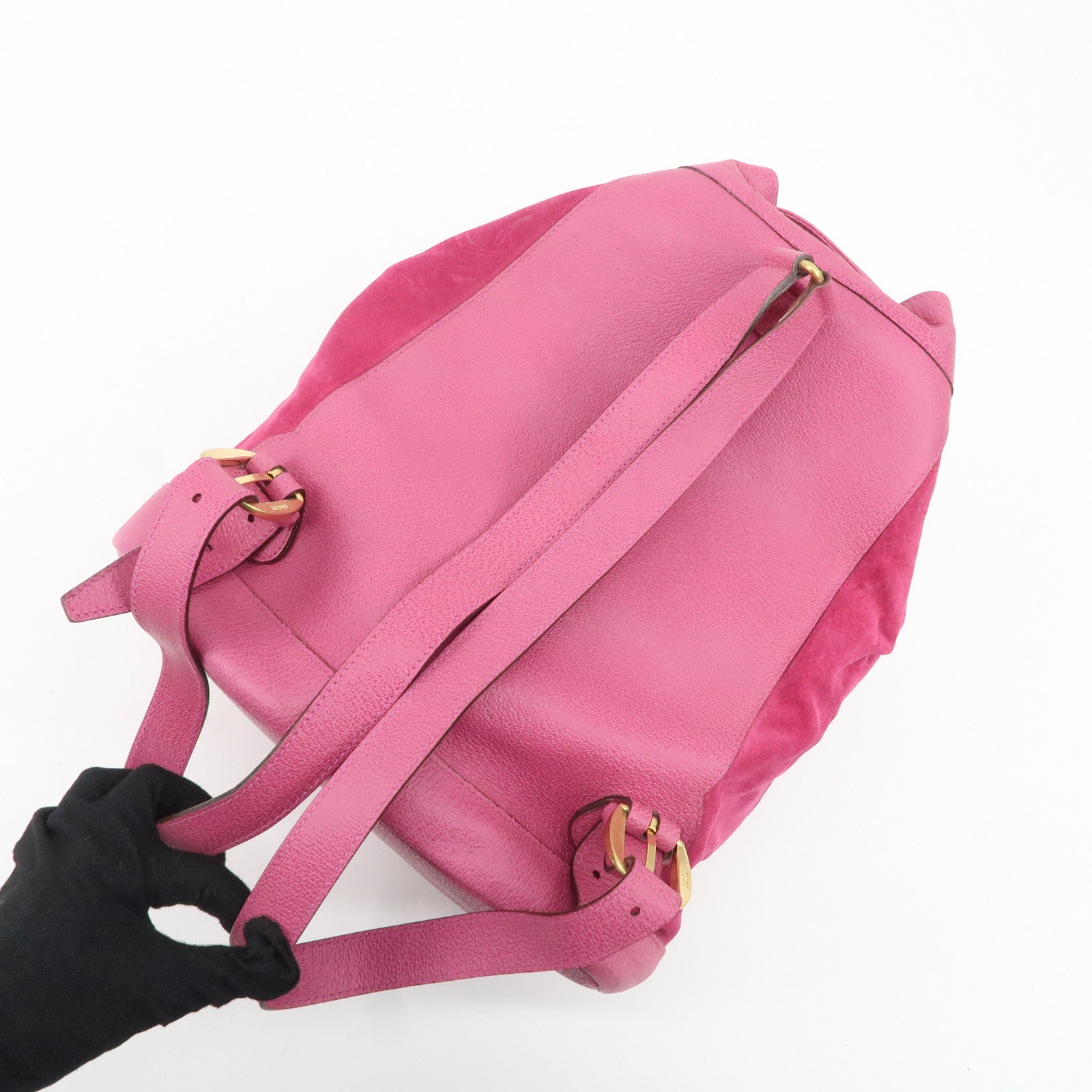 GUCCI Bamboo Suede Leather Back Pack Pink 003.2855.0043