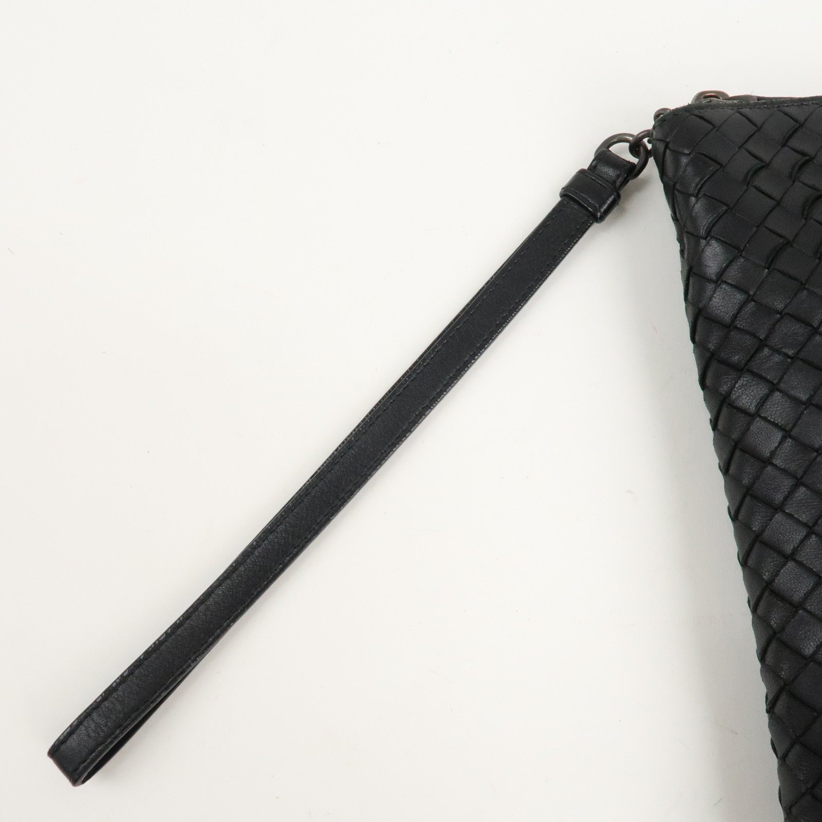 BOTTEGA VENETA Intrecciato Leather Clutch Bag Black