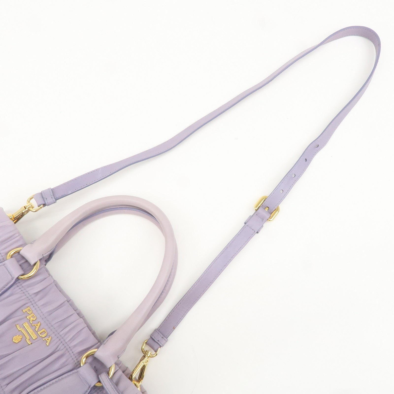 PRADA Leather 2Way Bag Hand Bag Shoulder Bag Lavender BN2393