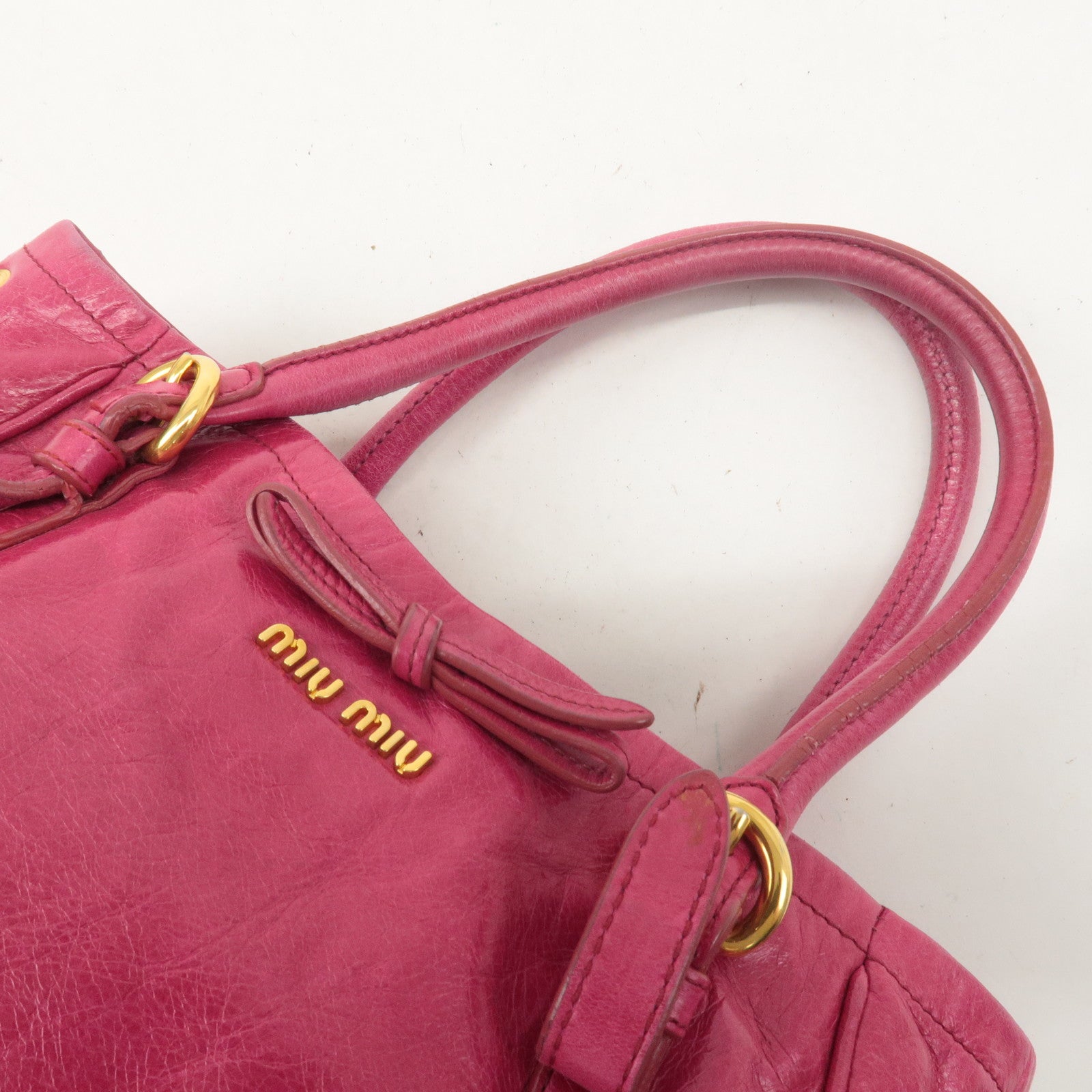 MIU MIU Leather 2WAY Bag Hand Bag Shoulder Bag Pink