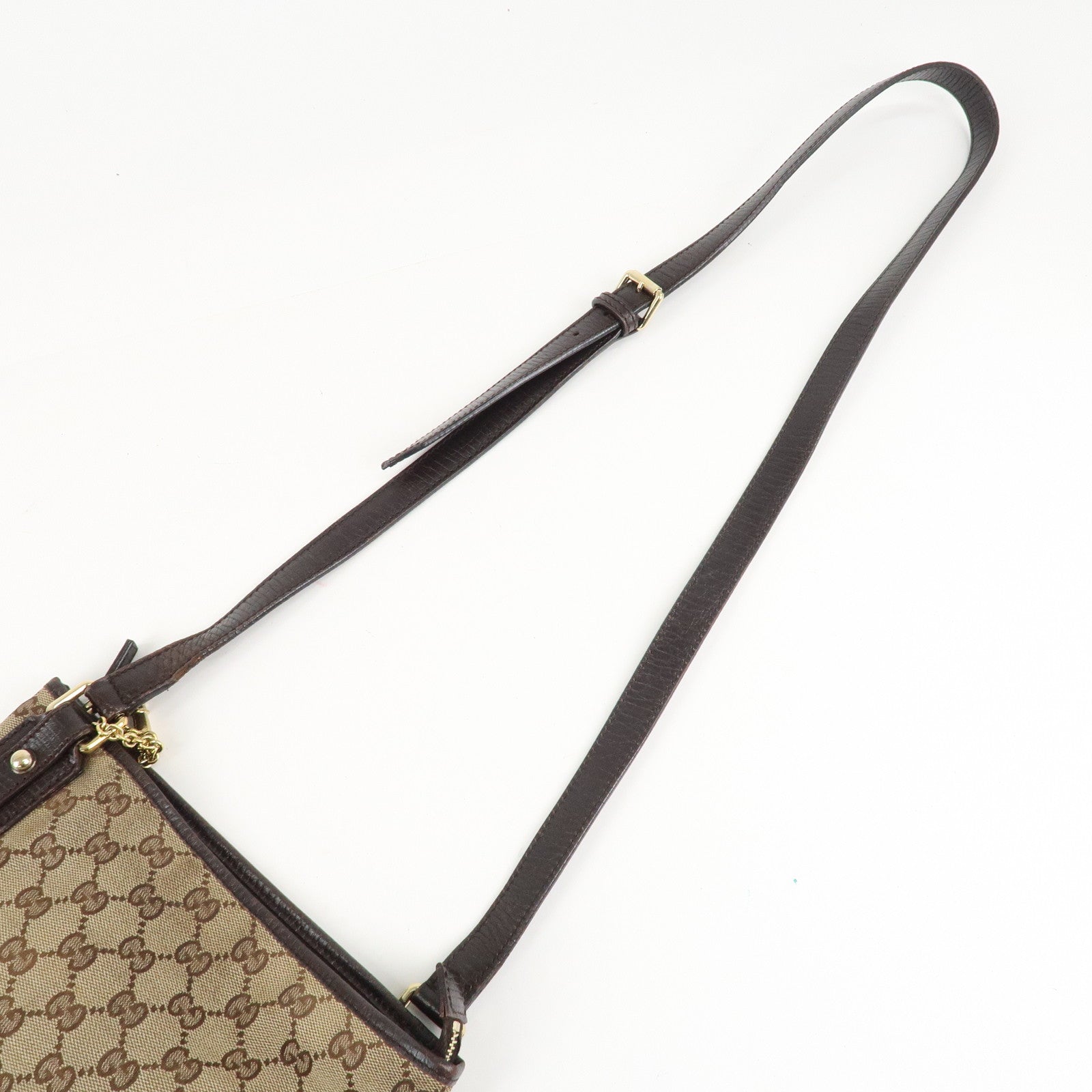 GUCCI Sherry GG Canvas Leather Shoulder Bag Beige Brown 144388 Used