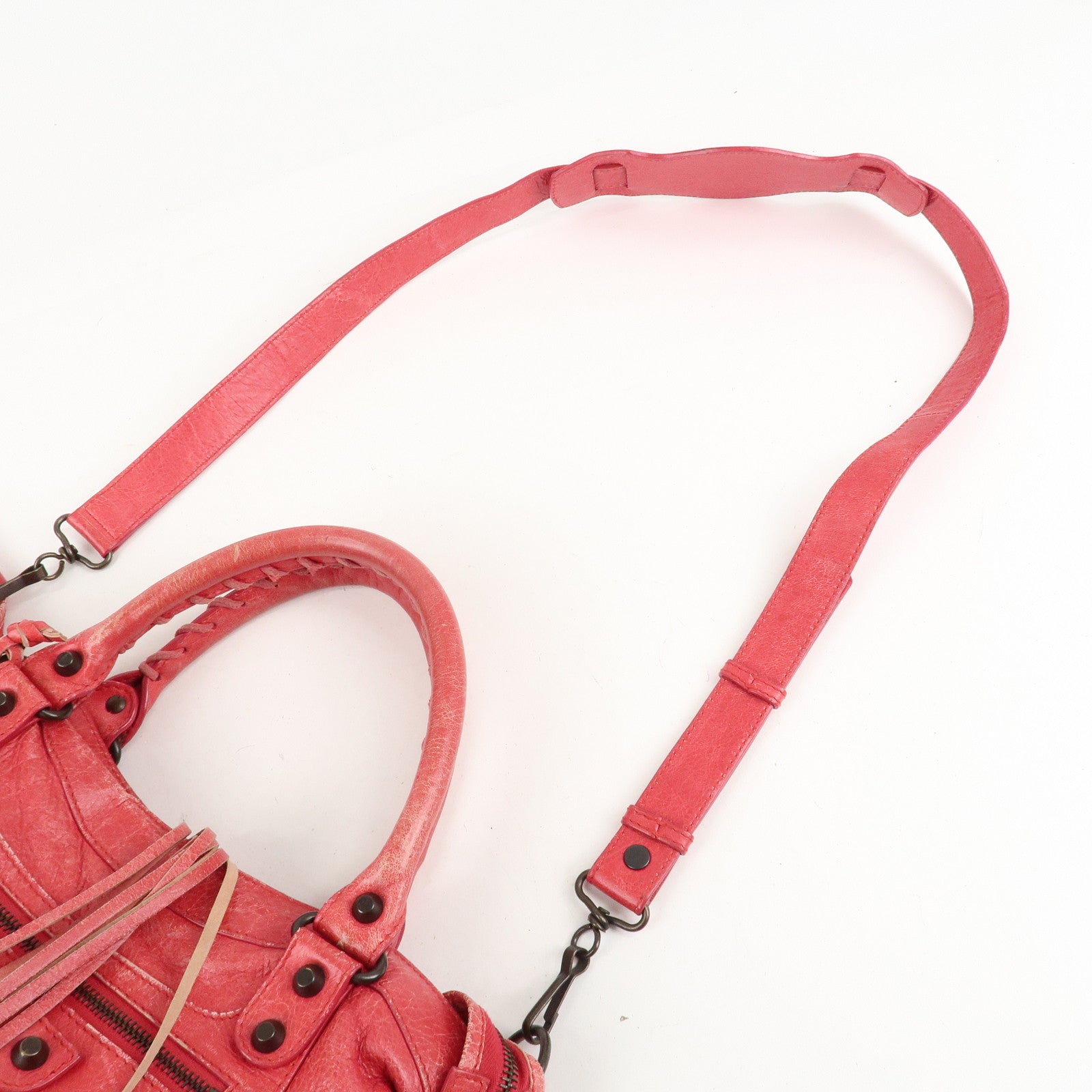 BALENCIAGA The Town Leather 2Way Hand Bag Red 240579