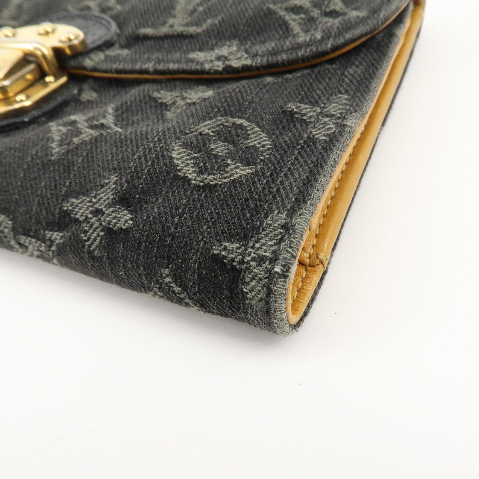 Louis Vuitton Monogram Denim Portefeuille Amelia Noir M95512 Used