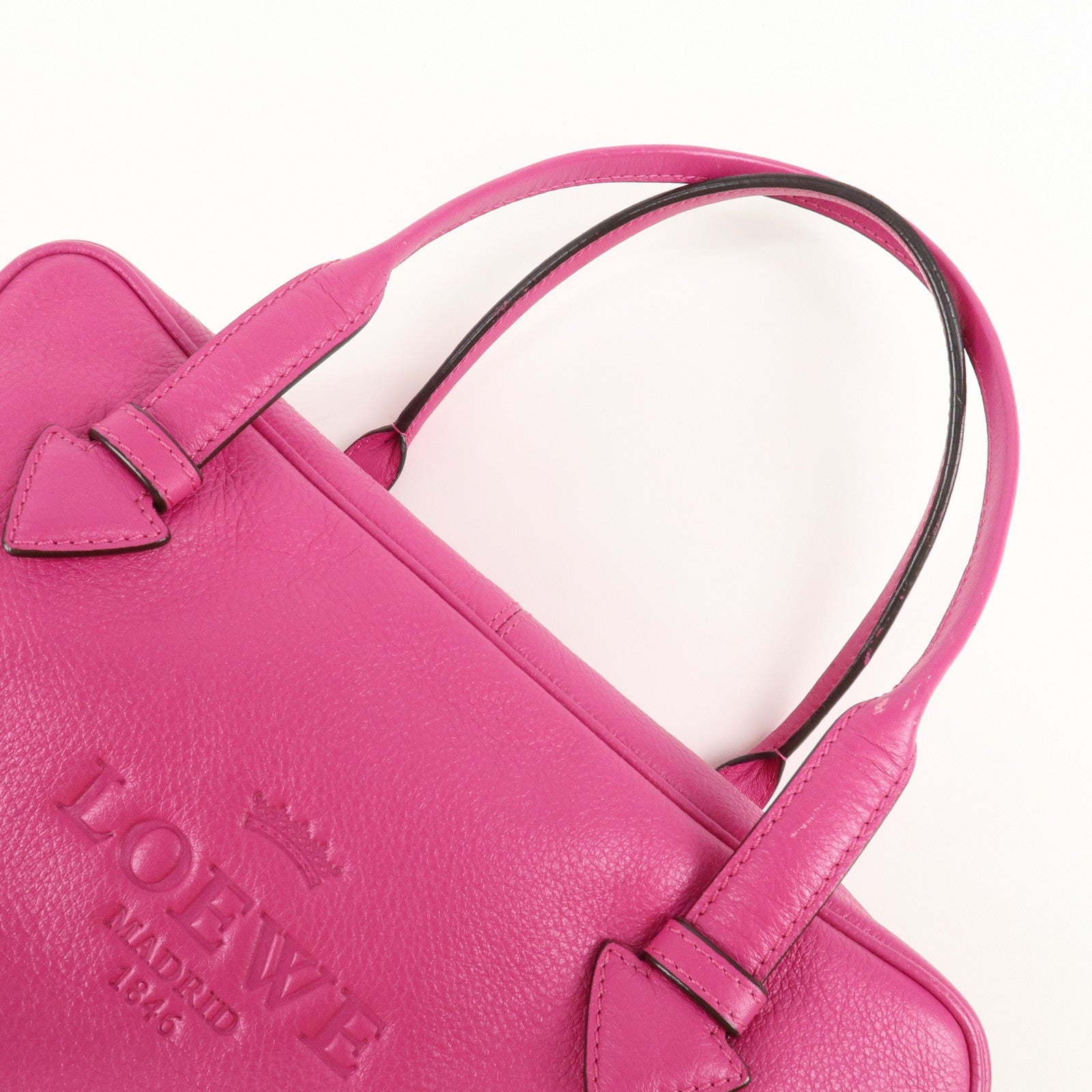 LOEWE Leather Herritage Mini Boston Bag Hand Bag Pink