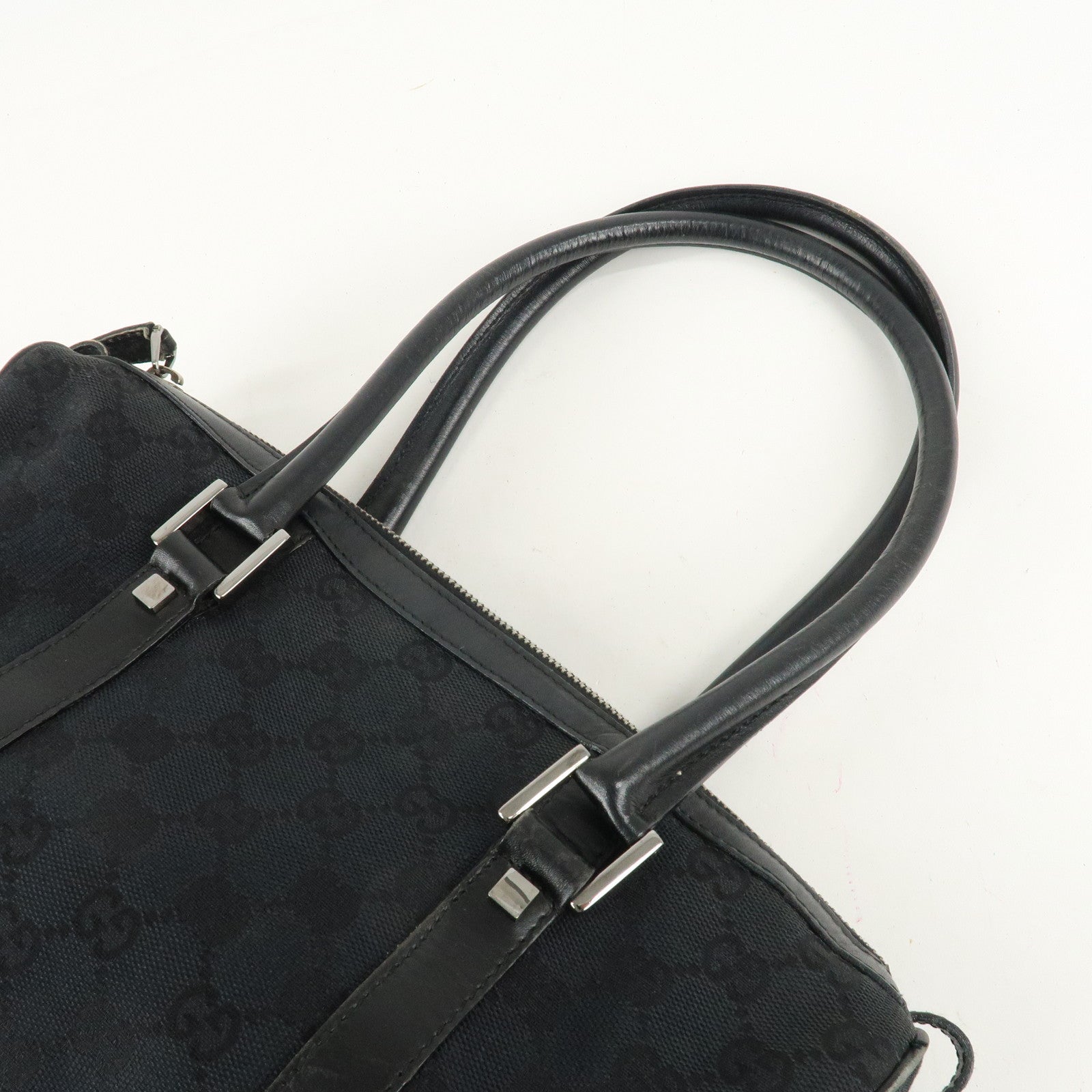 GUCCI GG Canvas Leather Mini Boston Bag Black Used