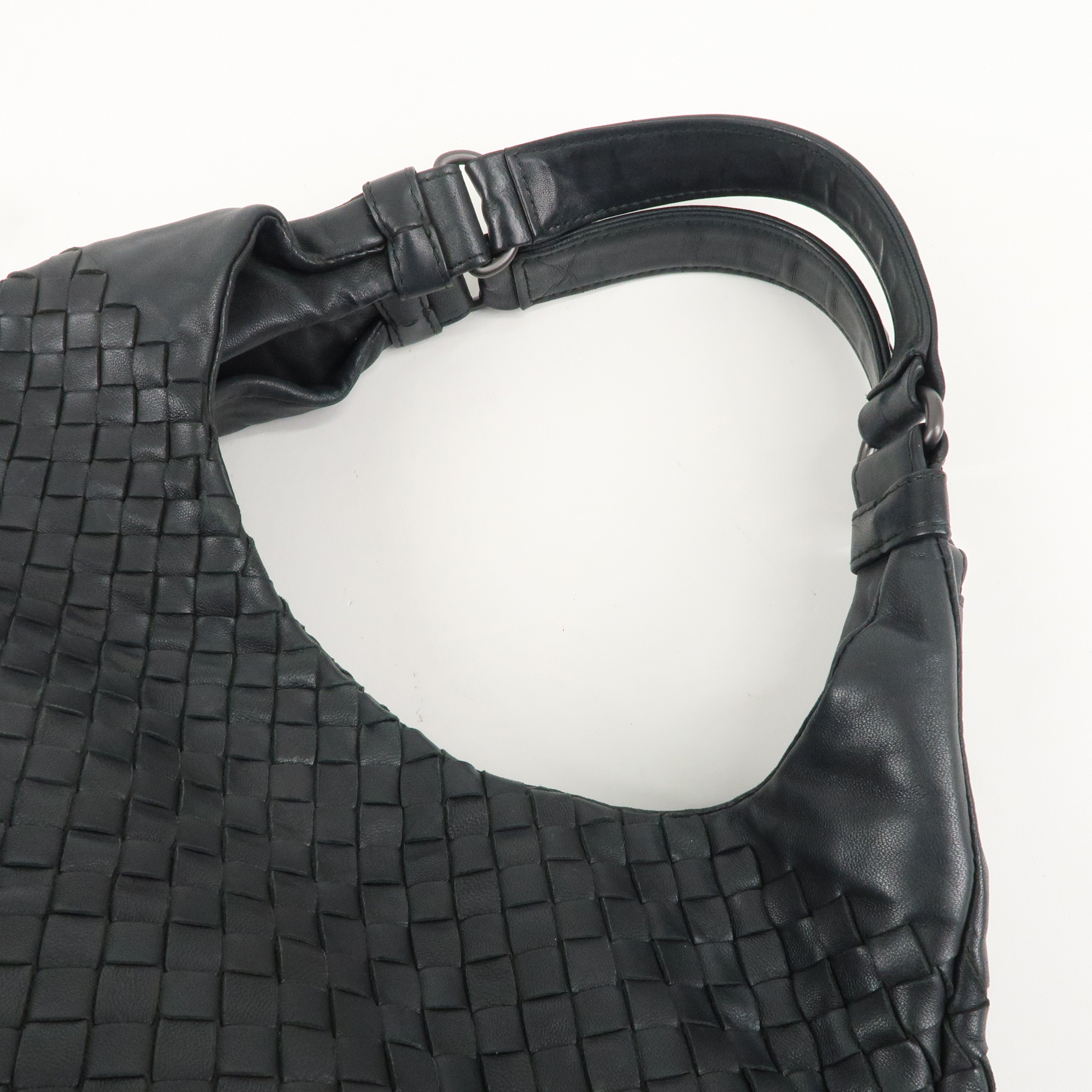 BOTTEGA VENETA Intrecciato Campana Shoulder Bag Black