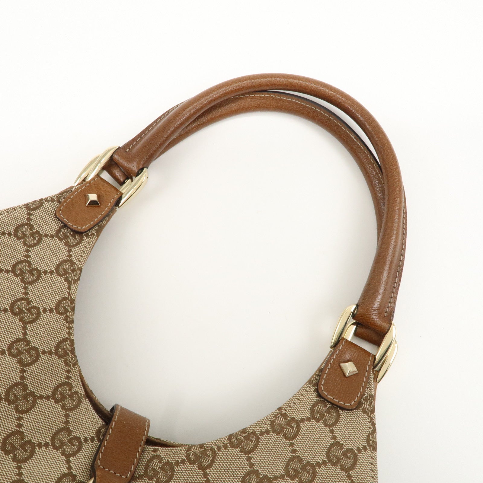 GUCCI New Jackie GG Canvas Leather Shoulder Bag Beige Brown 124407