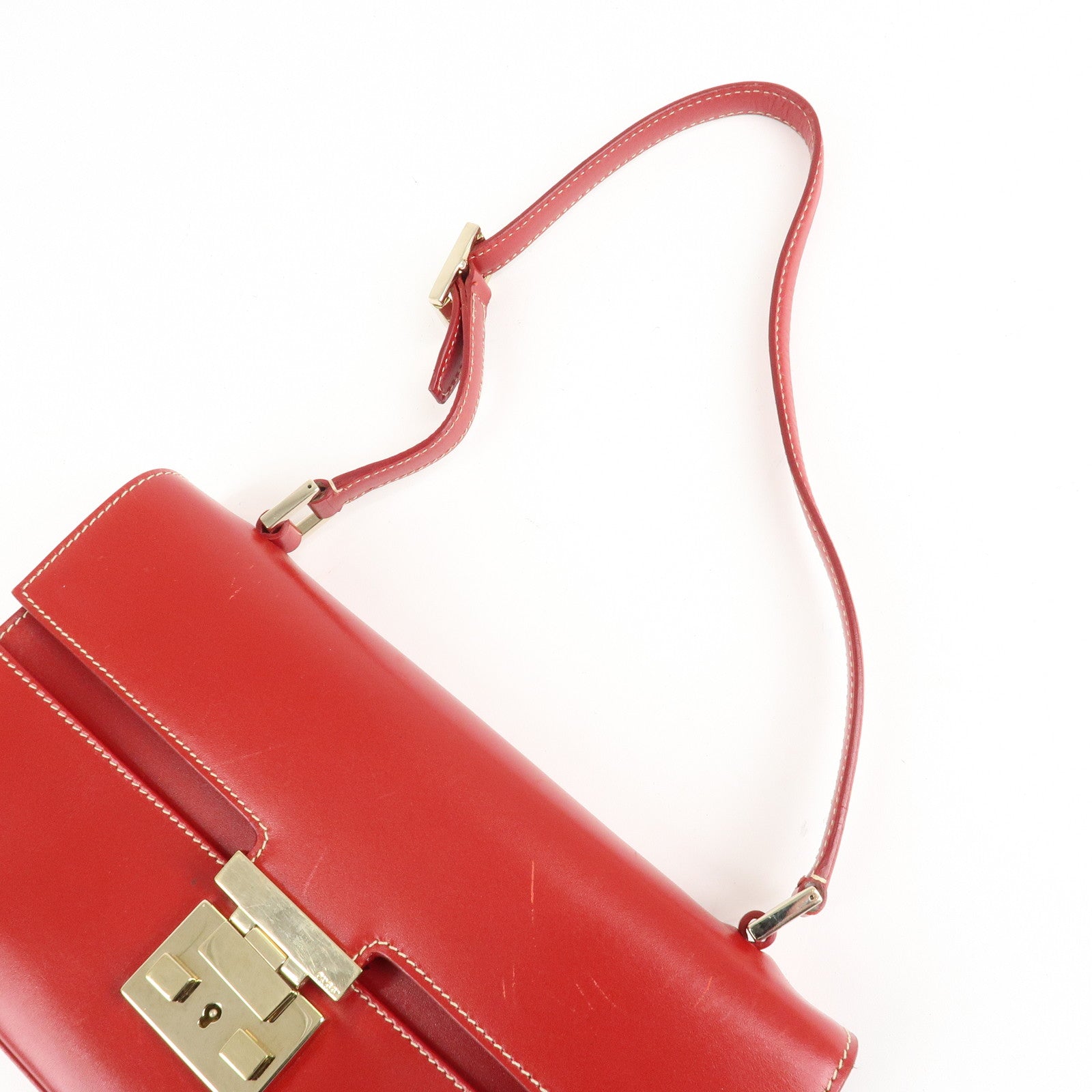 GUCCI Leather One Shoulder Bag Hand Bag Red 001.4214 Used