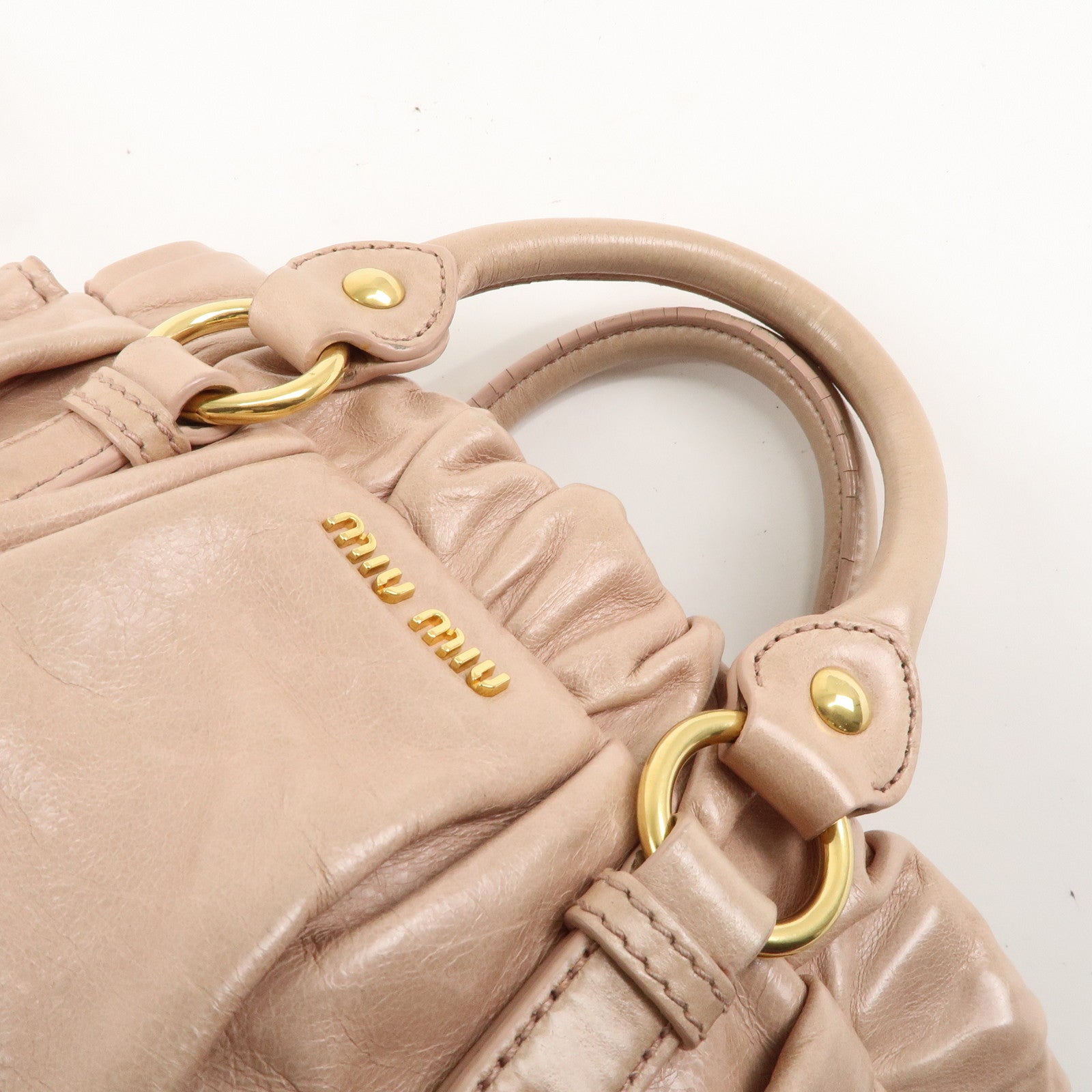 MIU MIU Leather 2WAY Bag Hand Bag Shoulder Bag Pink