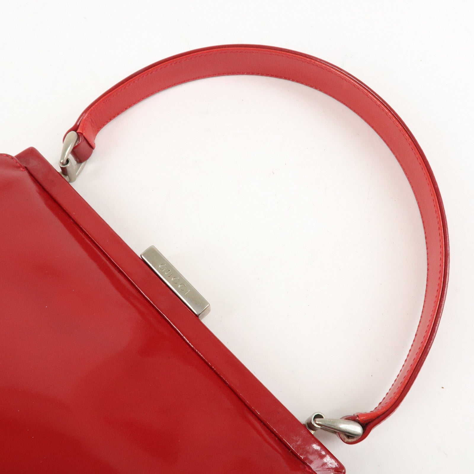 GUCCI Patent Leather Shoulder Bag Hand Bag Red 000 781 0301 Used