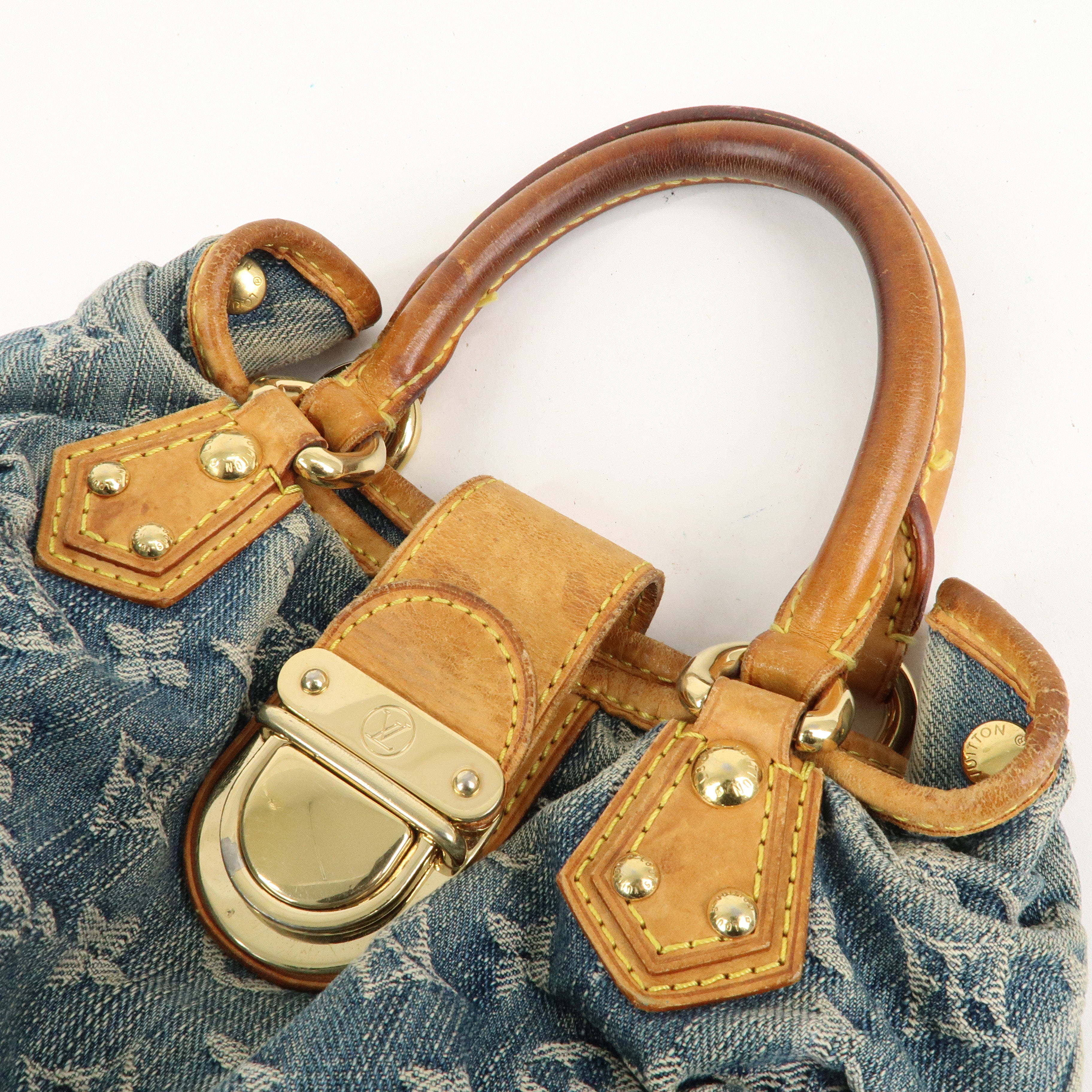 Louis Vuitton Monogram Denim Pleaty Hand Bag Blue M95020