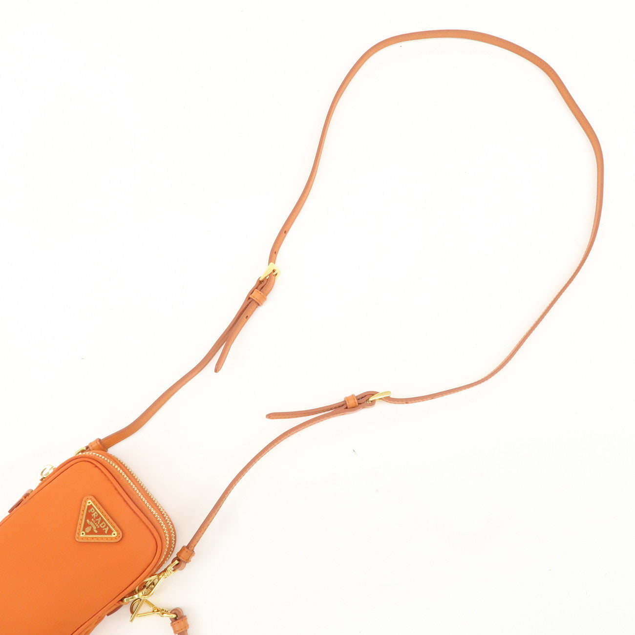 PRADA Logo Nylon Leather Small Shoulder Bag Crossbody Bag Orange