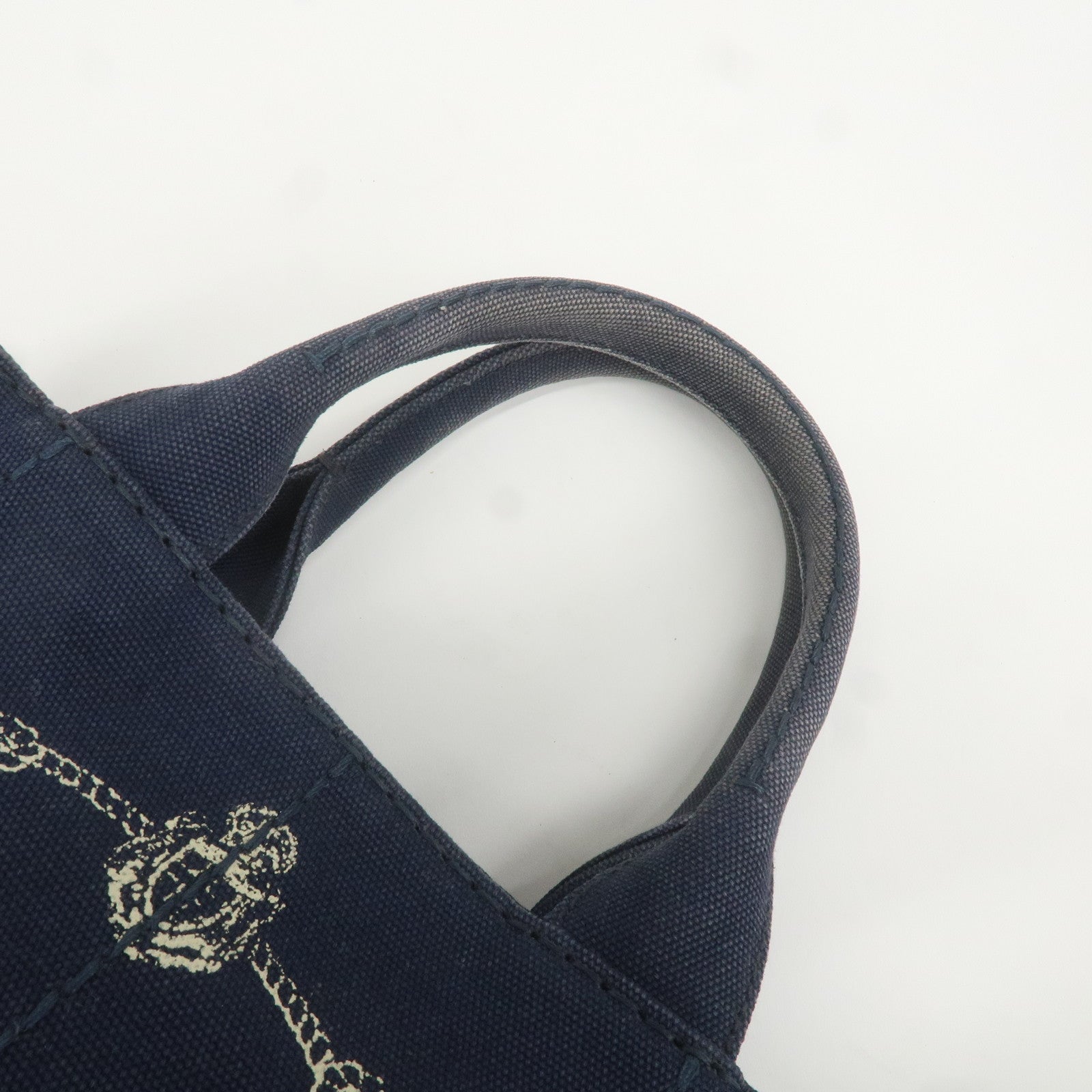 PRADA Canapa Mini Canvas 2Way Bag Tote Bag Navy 1BG439