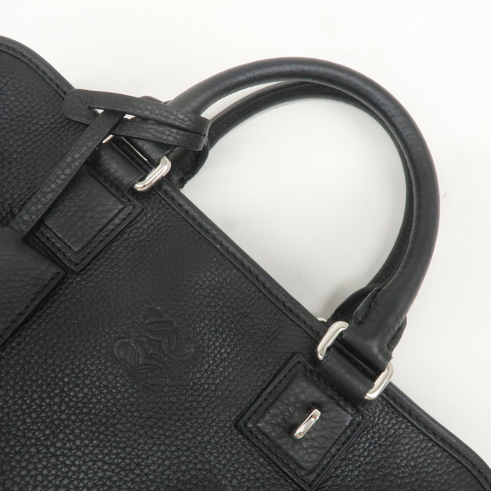 LOEWE Anagram Leather Amazona 28 Hand Bag Black