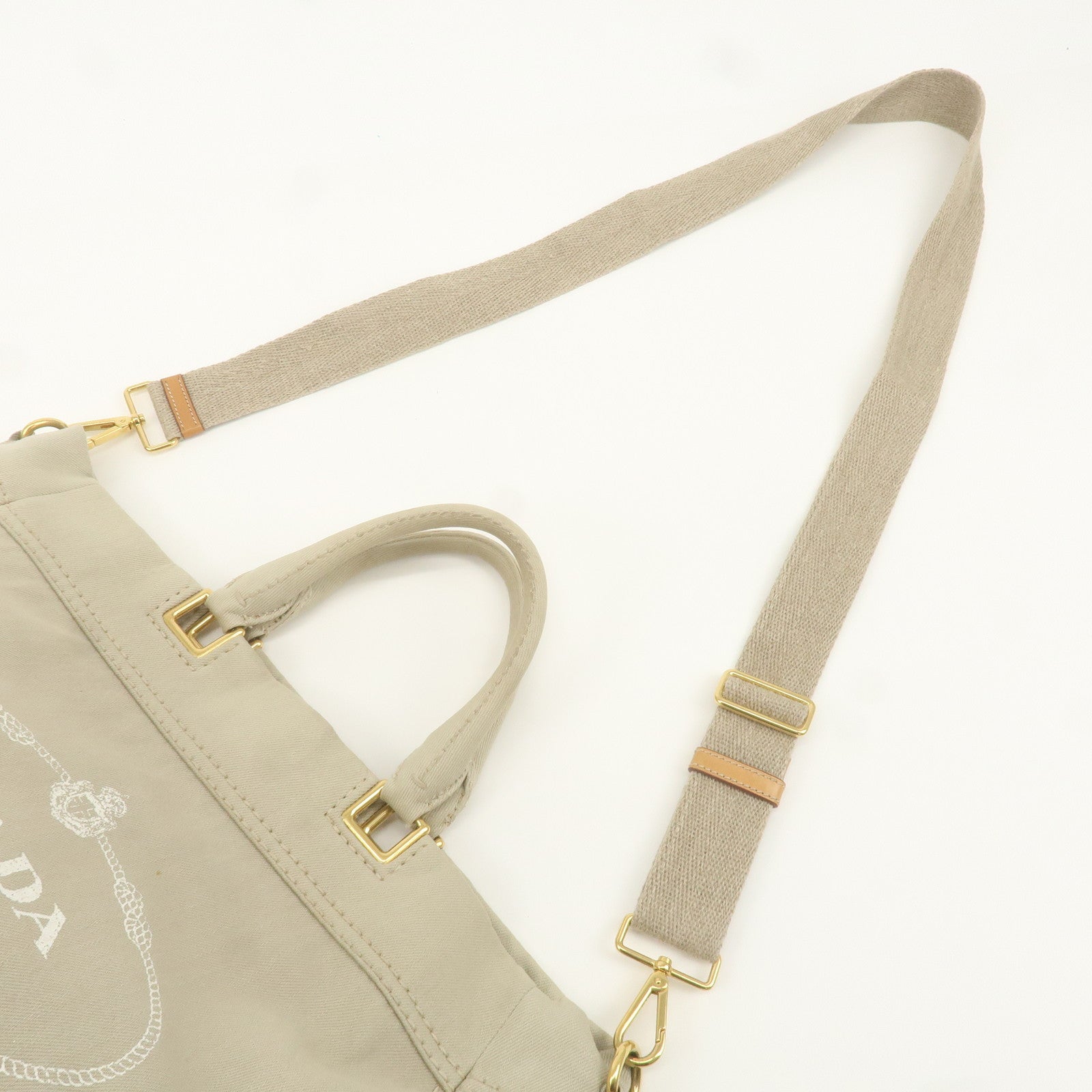 PRADA Logo Canvas 2Way Bag Hand Bag Shoulder Bag Gray BN2069