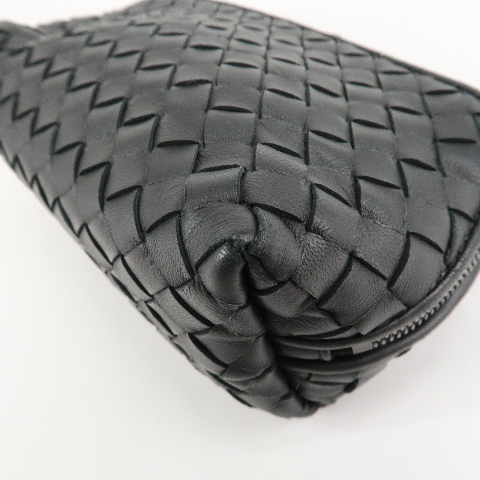 BOTTEGA VENETA Intrecciato Leather Pouch Cosmetic Pouch Black