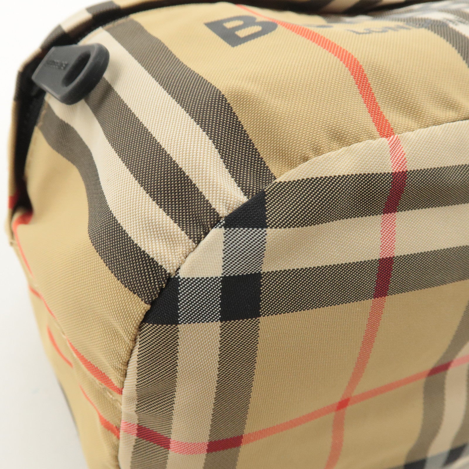 Burberry Nova Plaid Nylon Drawstring Bag Hand Bag Beige