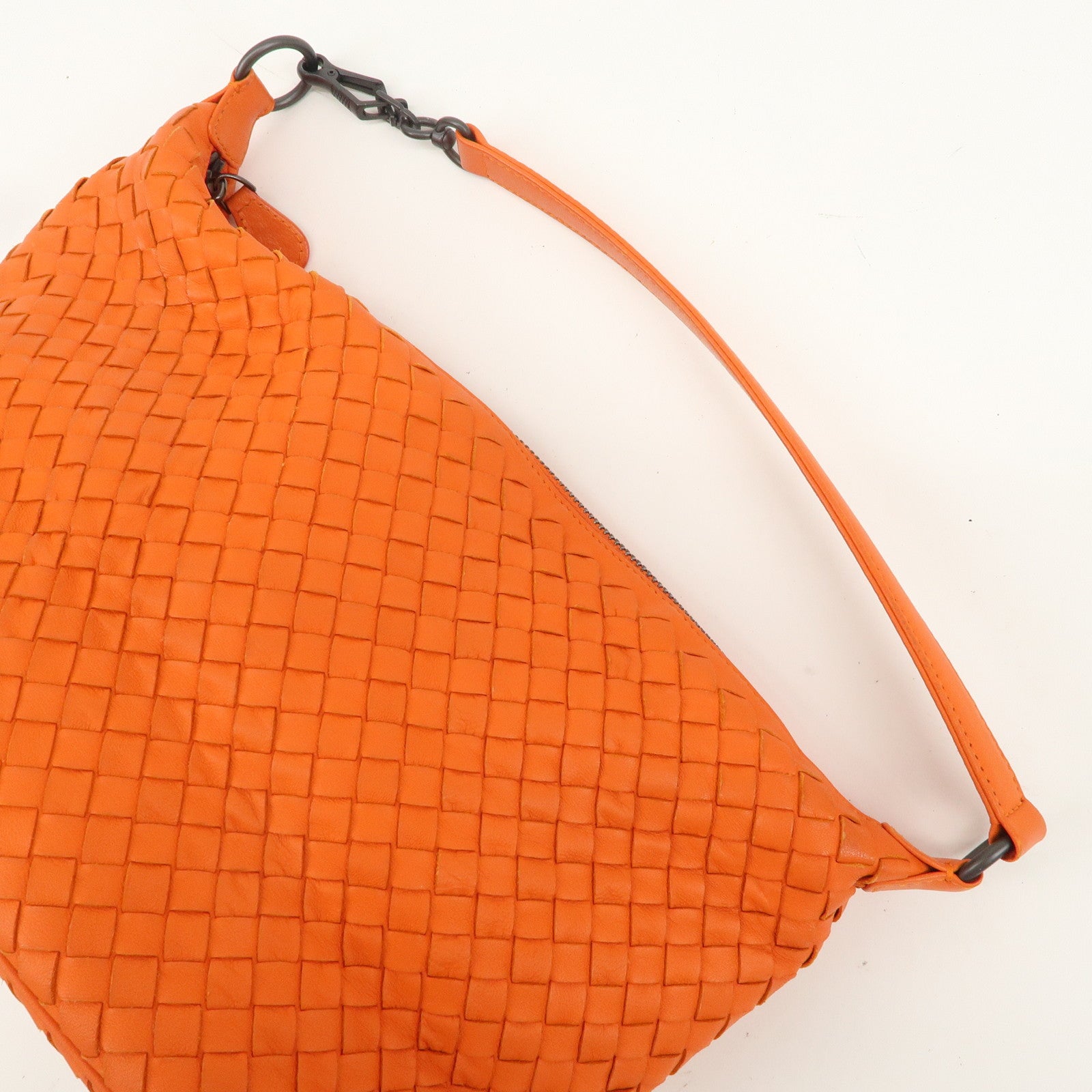 BOTTEGA VENETA Intrecciato Leather Shoulder Bag Orange 239988