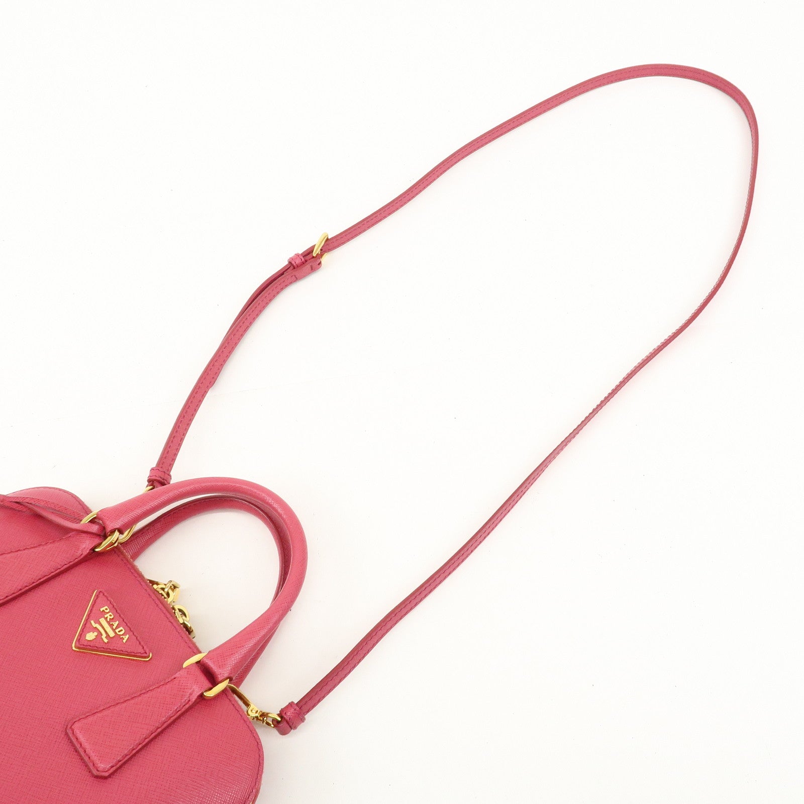 PRADA Logo Leather 2Way Hand Bag Shoulder Bag Pink BL0838