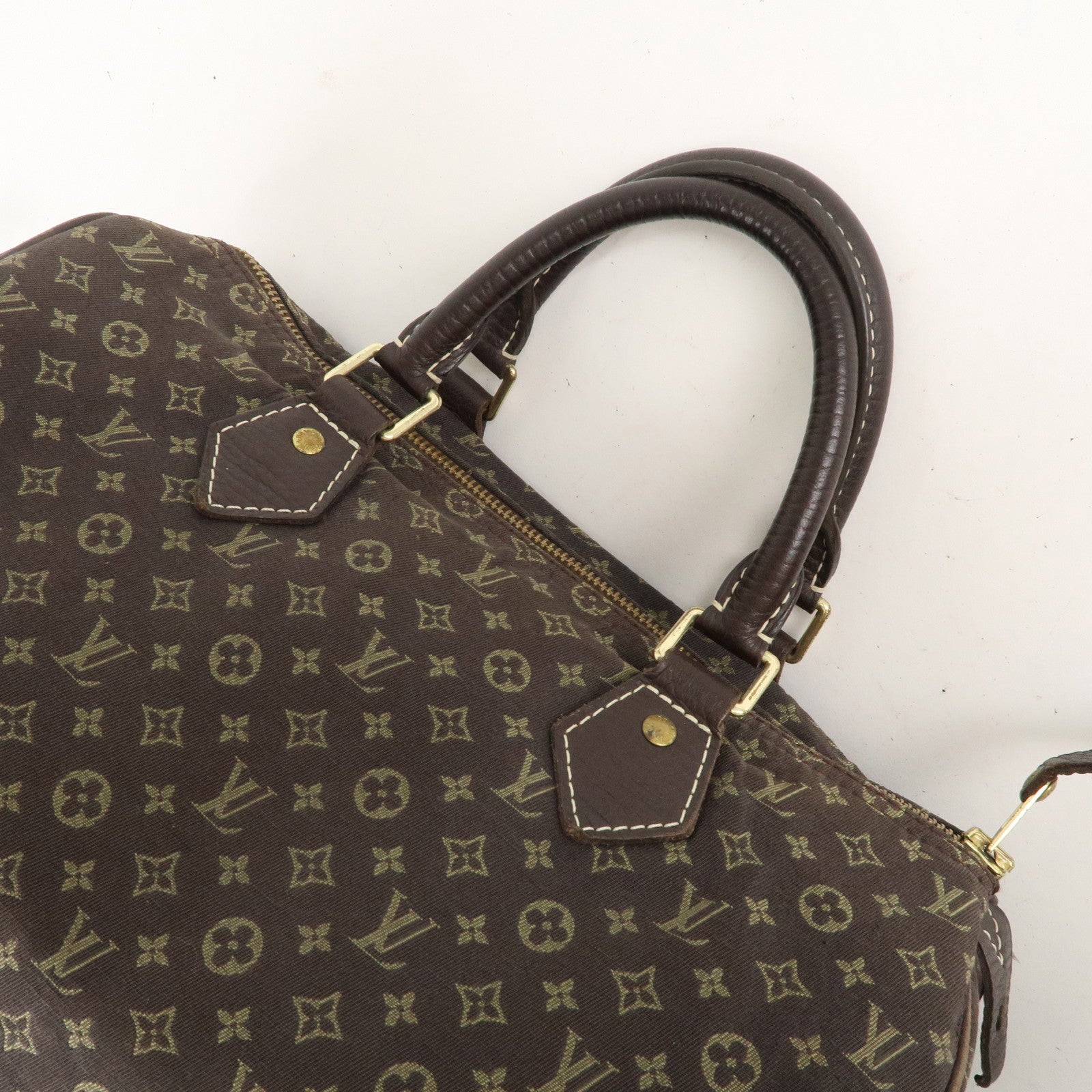 Louis Vuitton Monogram Mini Lin Speedy 30 Boston Bag Ebene M95224