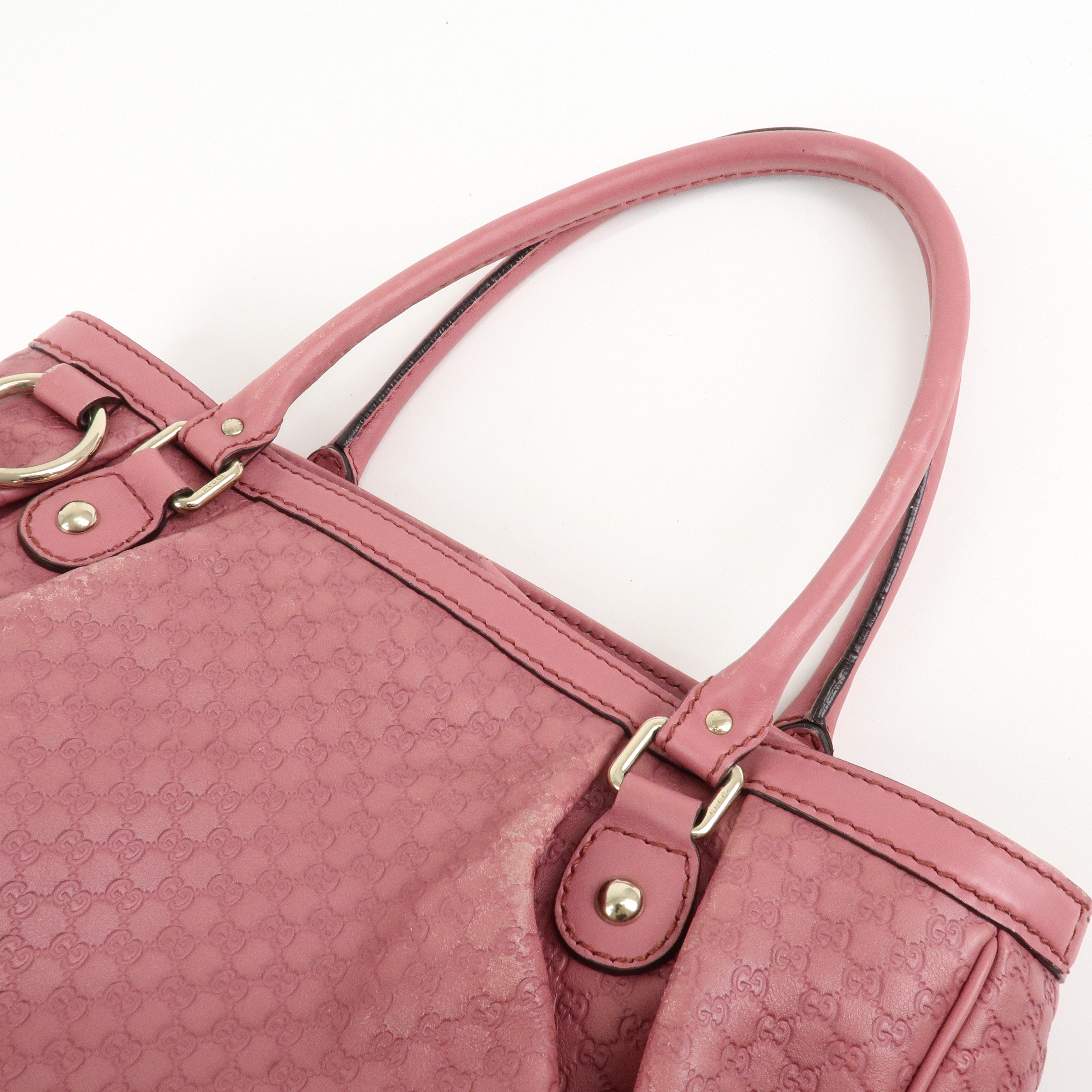 GUCCI Sukey Micro Guccissima Leather Tote Bag Pink 296835 Used