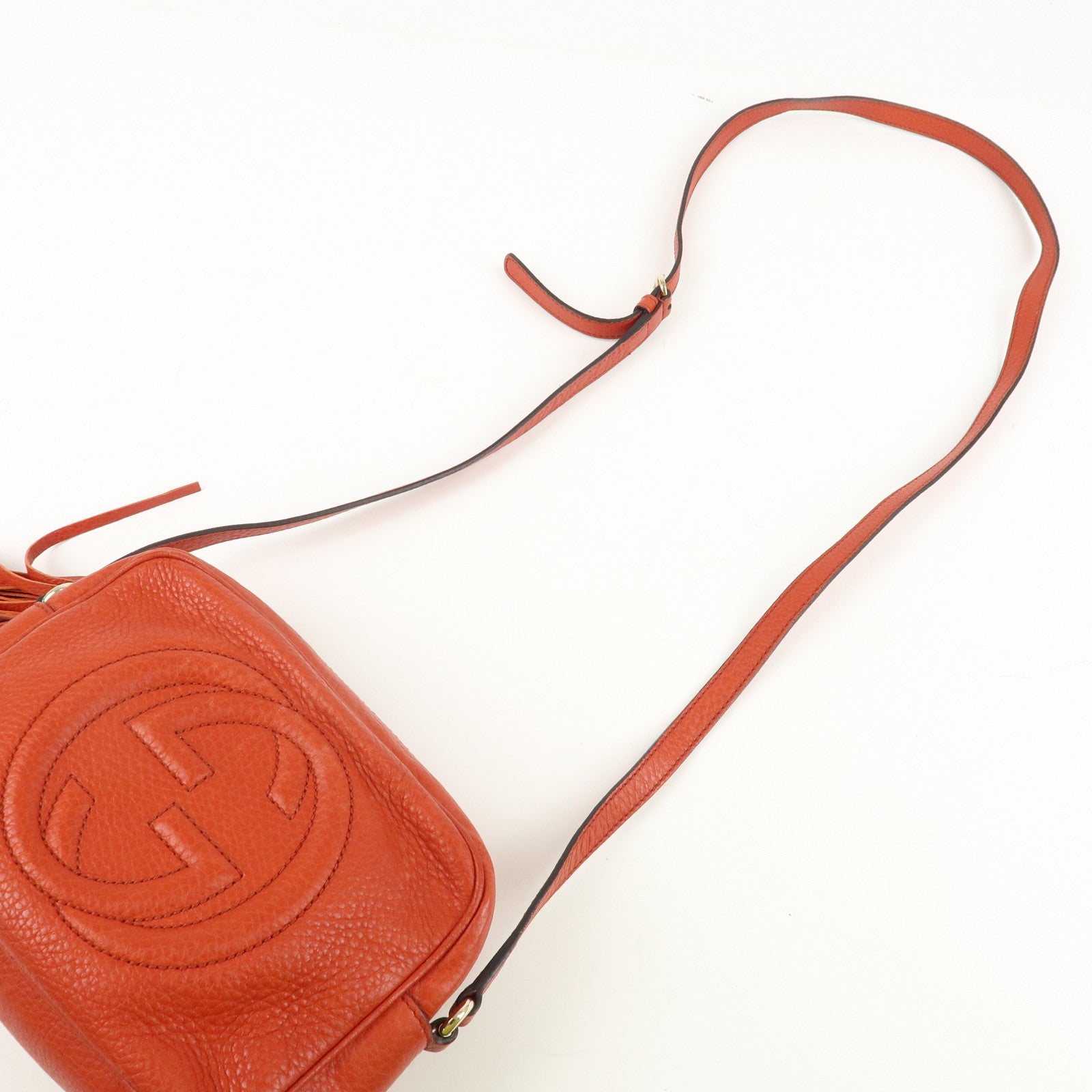 GUCCI SOHO Small Disco Leather Shoulder Bag Orange 308364