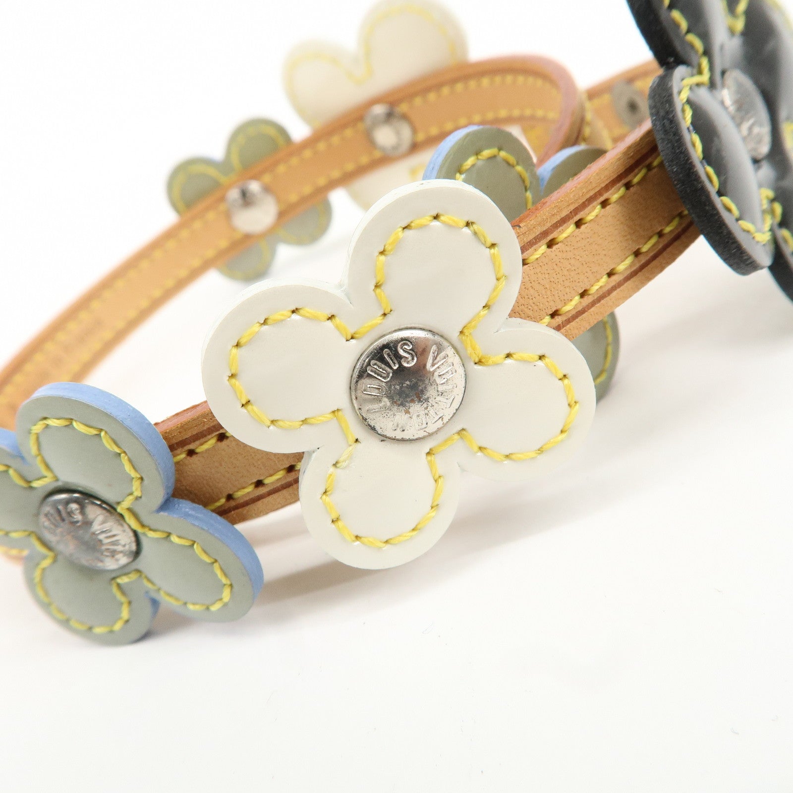 Louis Vuitton Flower Bracelet Choker Light Blue Black M92253 Used