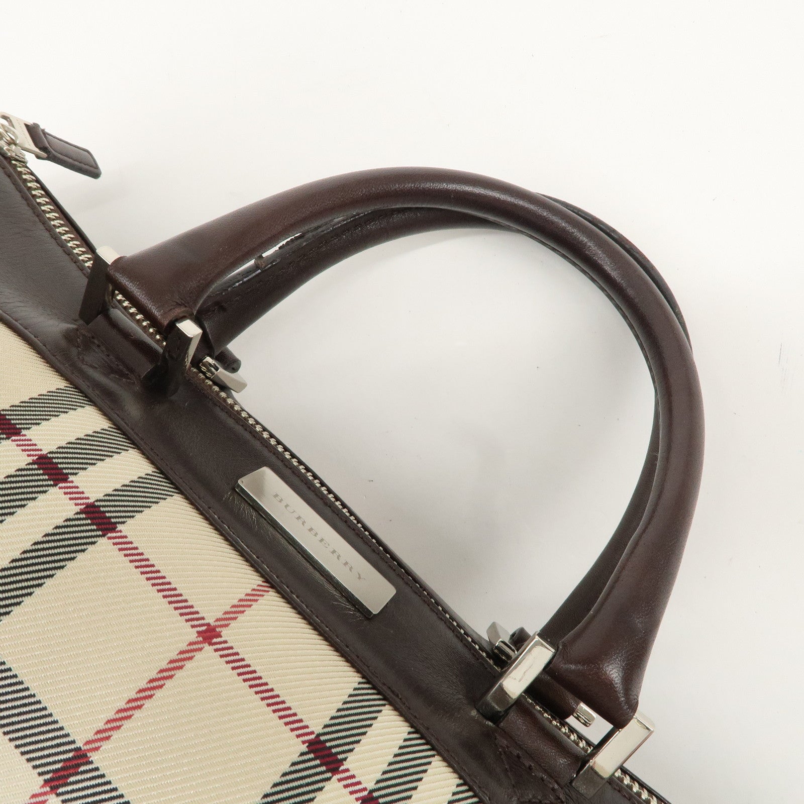 BURBERRY Nova Plaid Canvas Leather Hand Bag Shoulder Bag